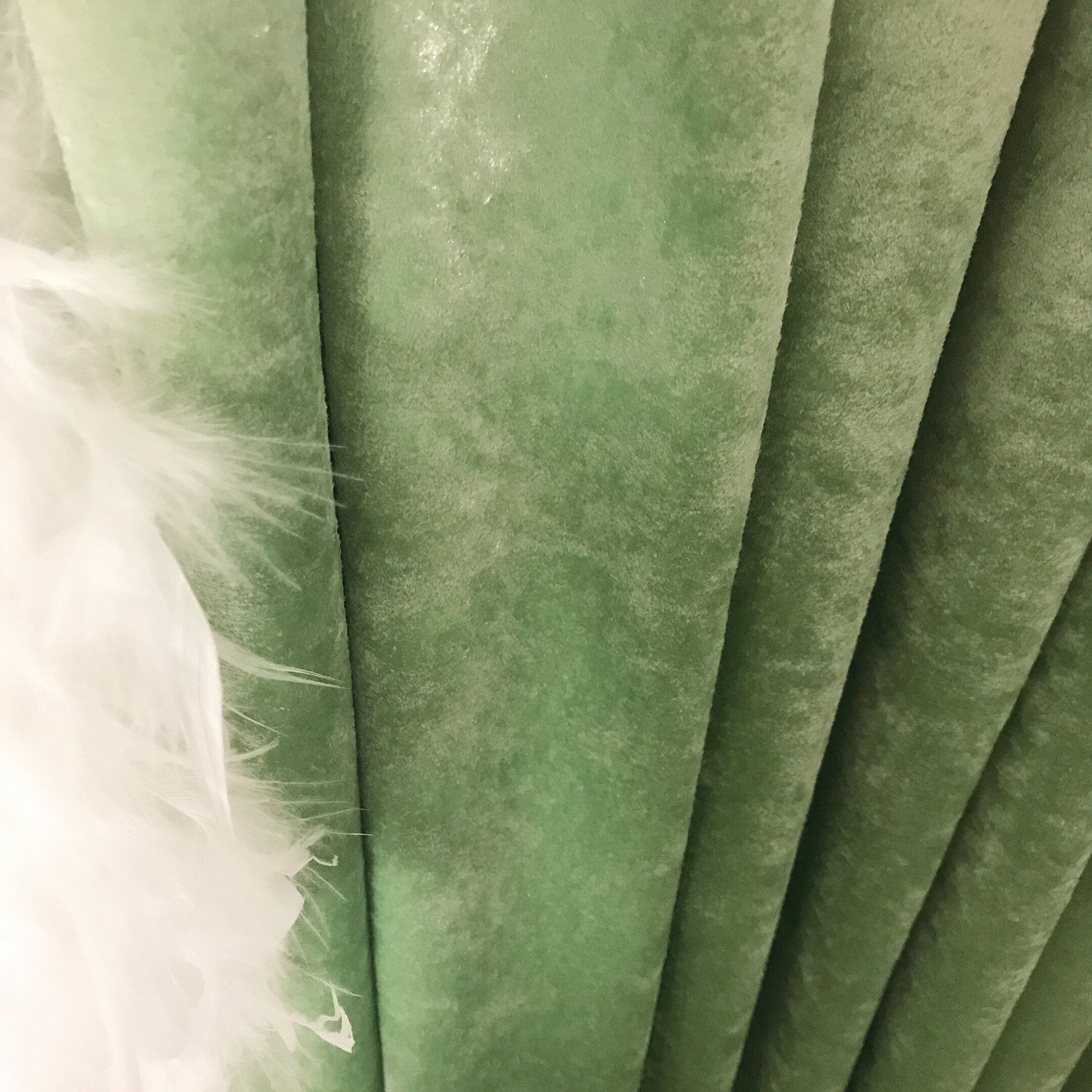 Pea Green Velvet Curtain with Subtle Gloss