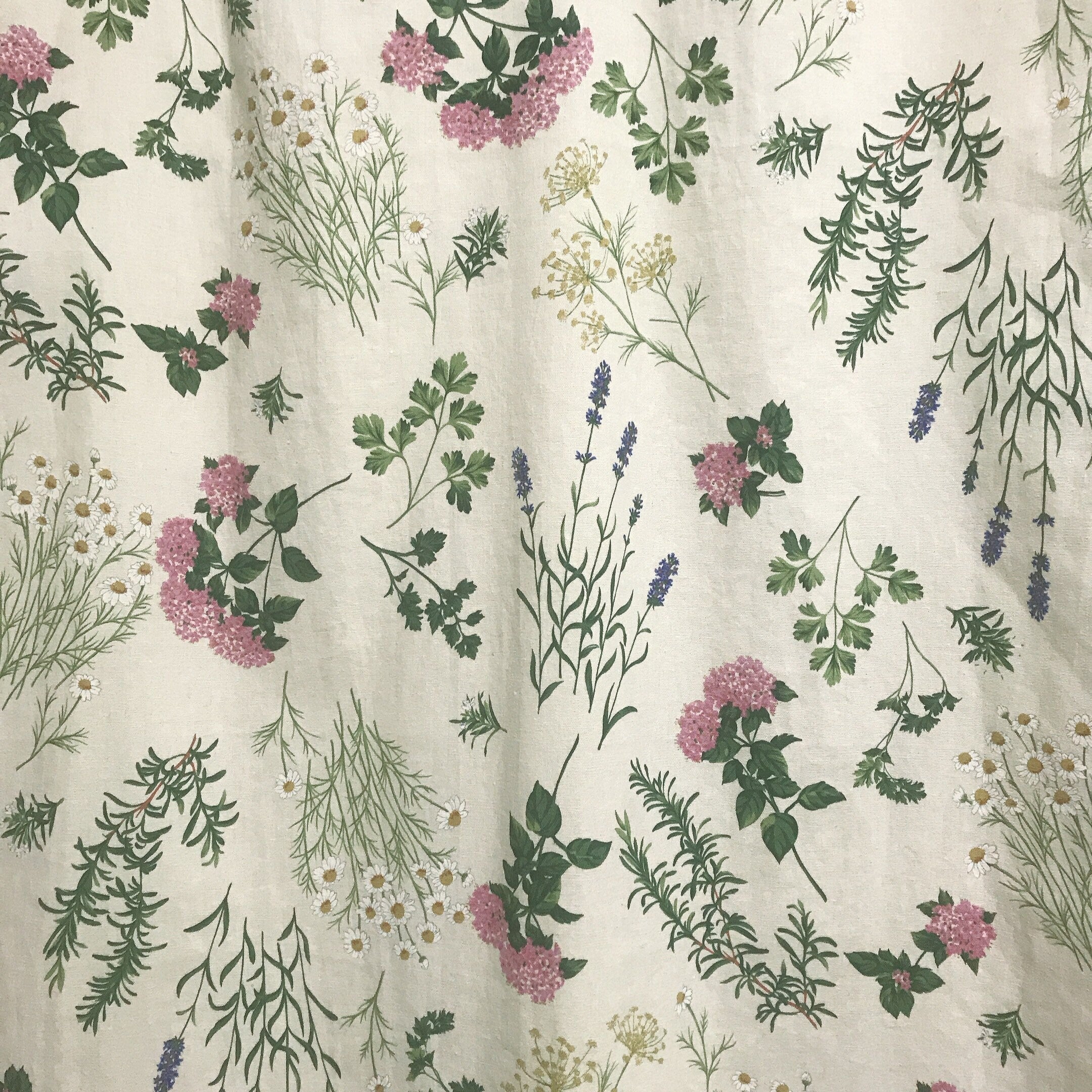 Hydrangea Floral Curtain on Ivory