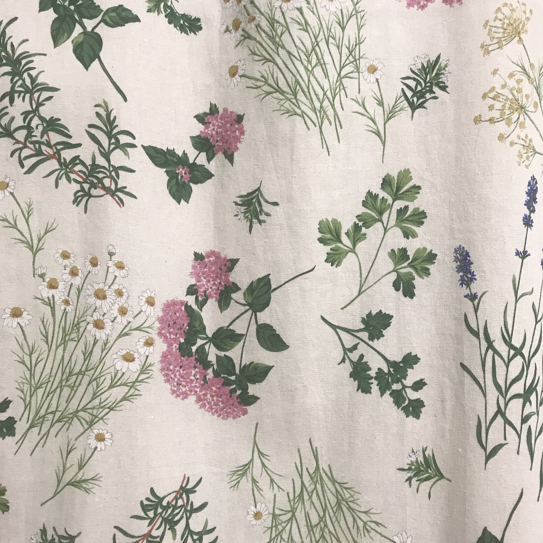 Hydrangea Floral Curtain on Ivory