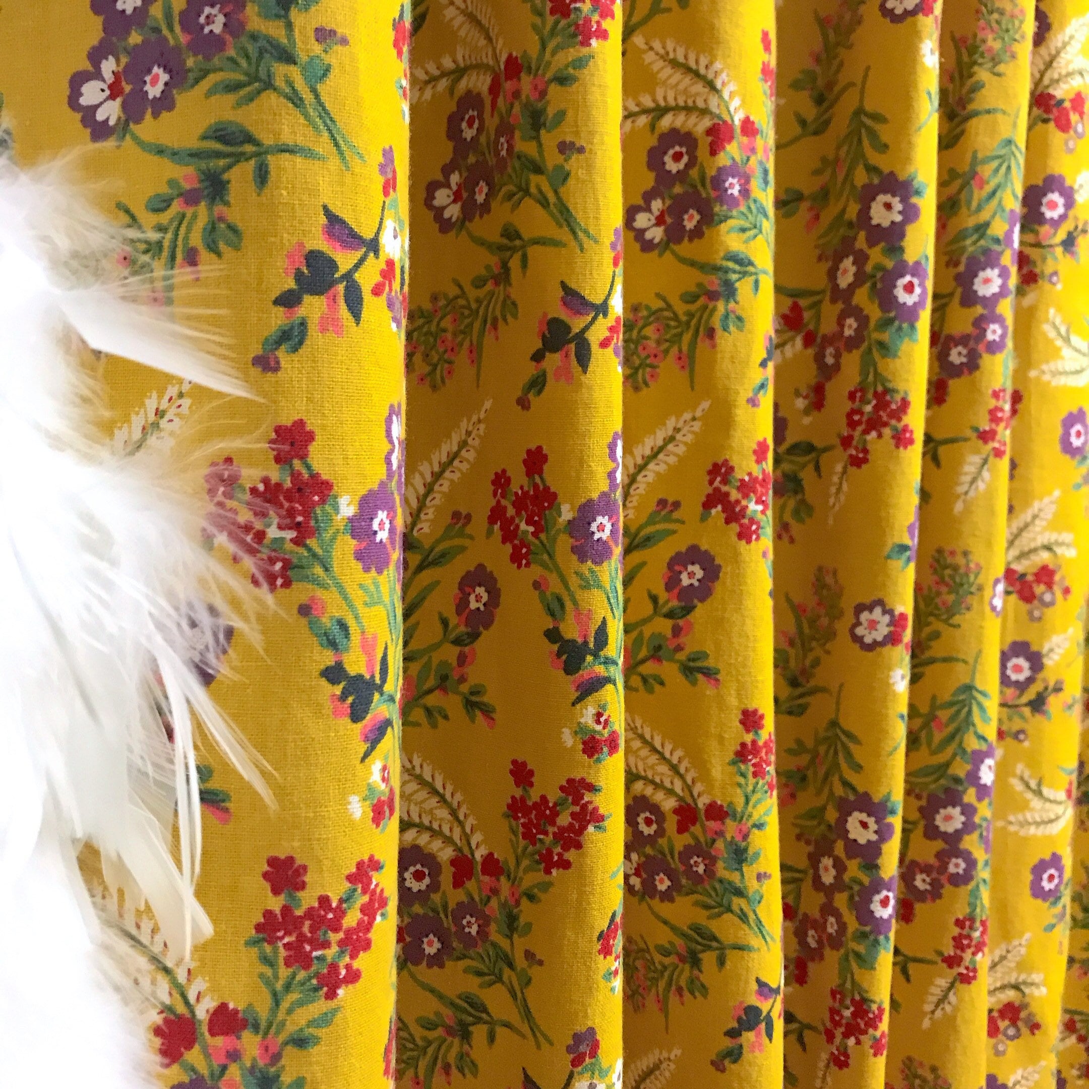 Wildflower Curtain on Mustard
