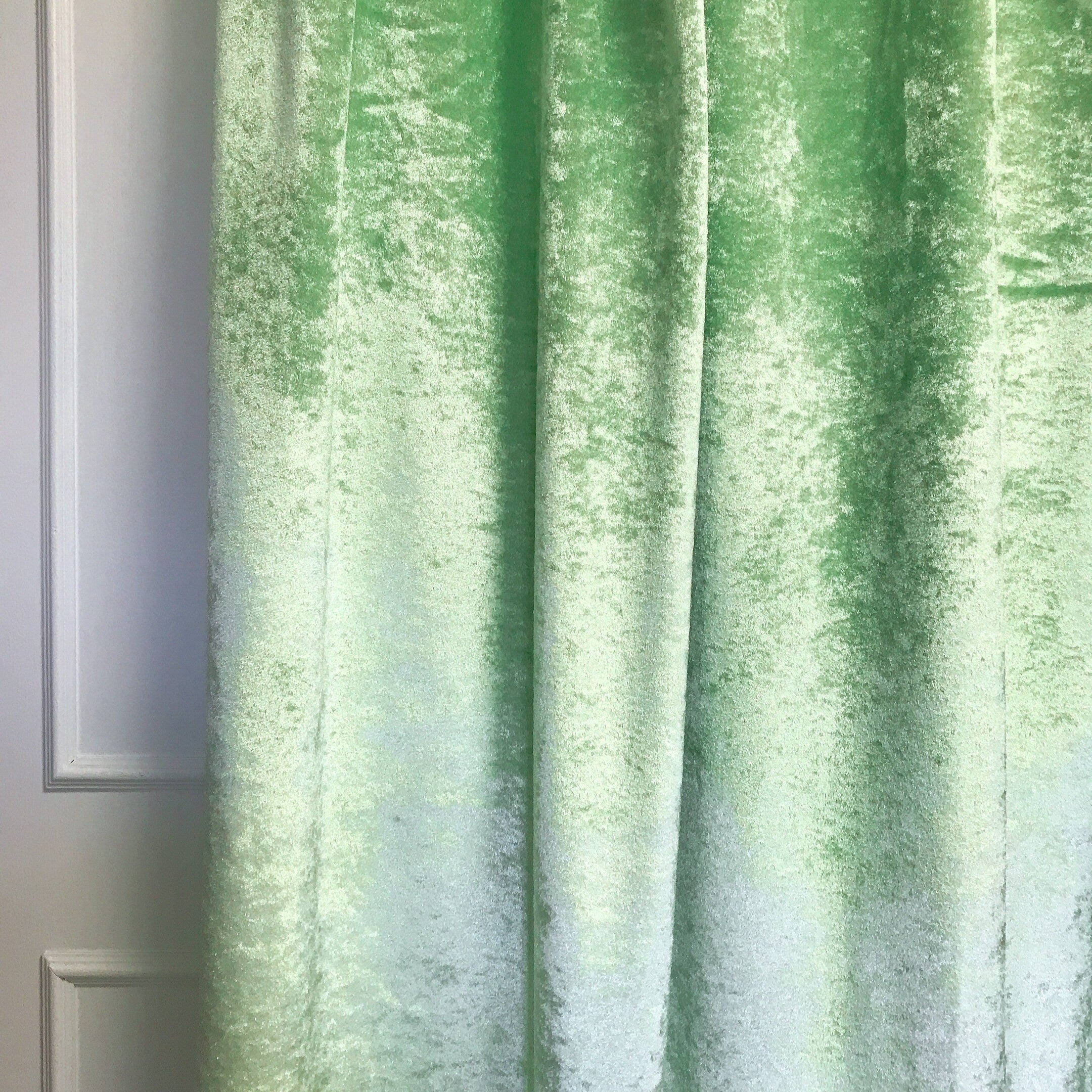 Pea Green Velvet Curtain with Subtle Gloss