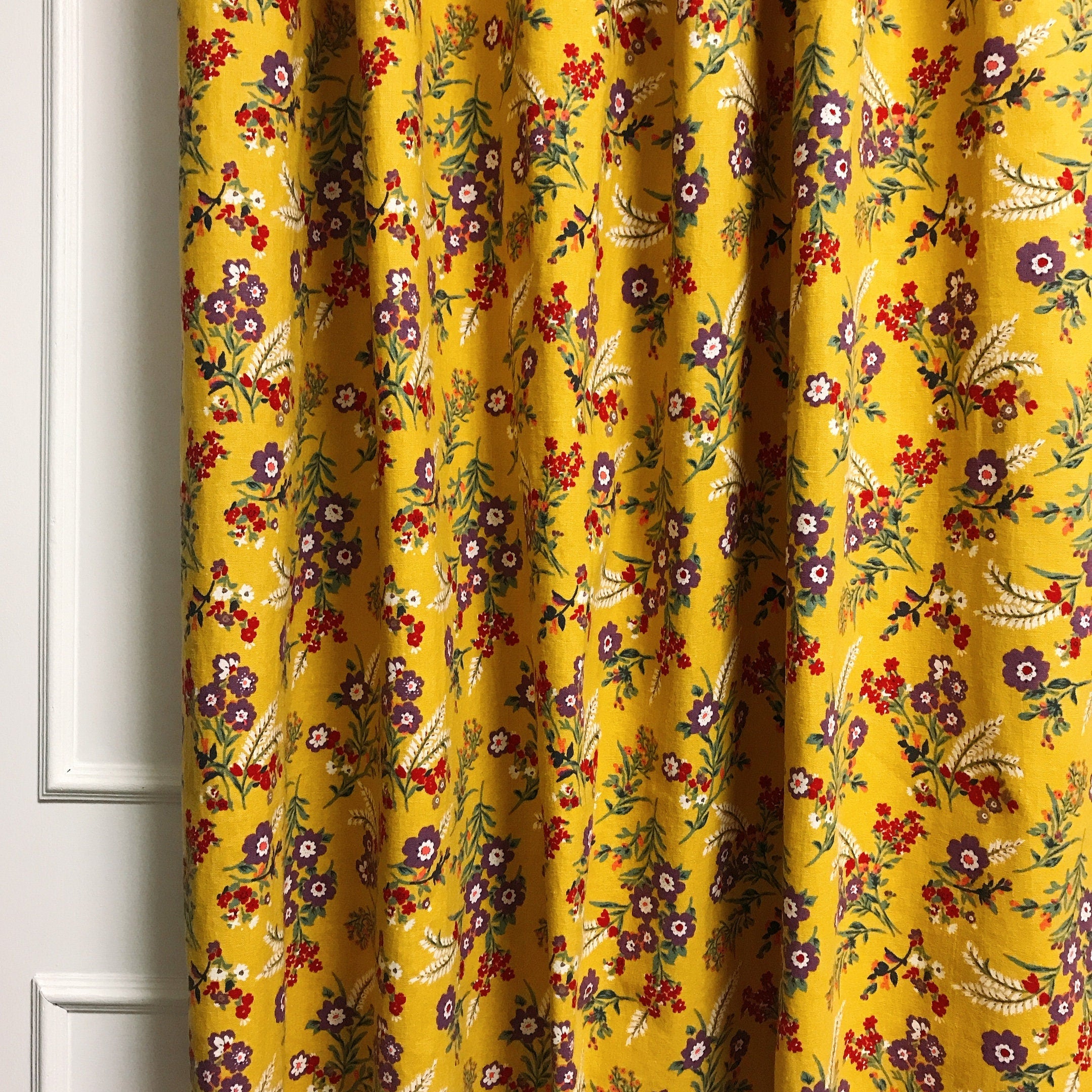 Wildflower Curtain on Mustard