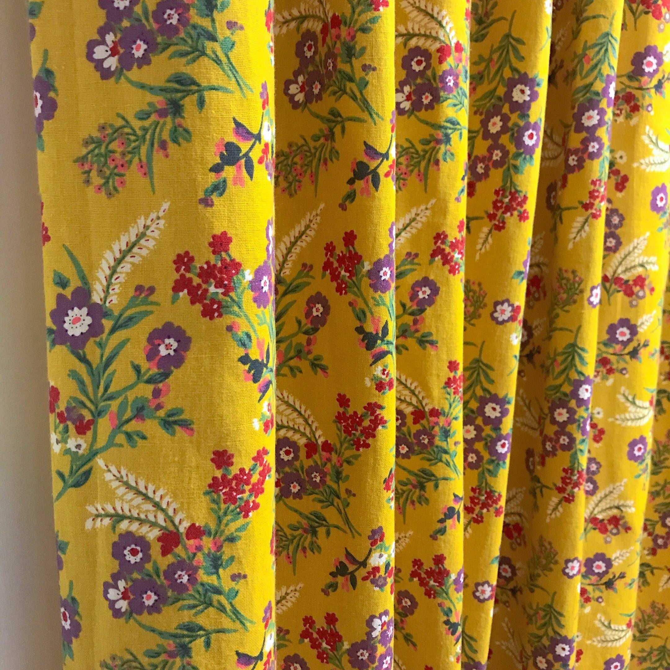 Wildflower Curtain on Mustard