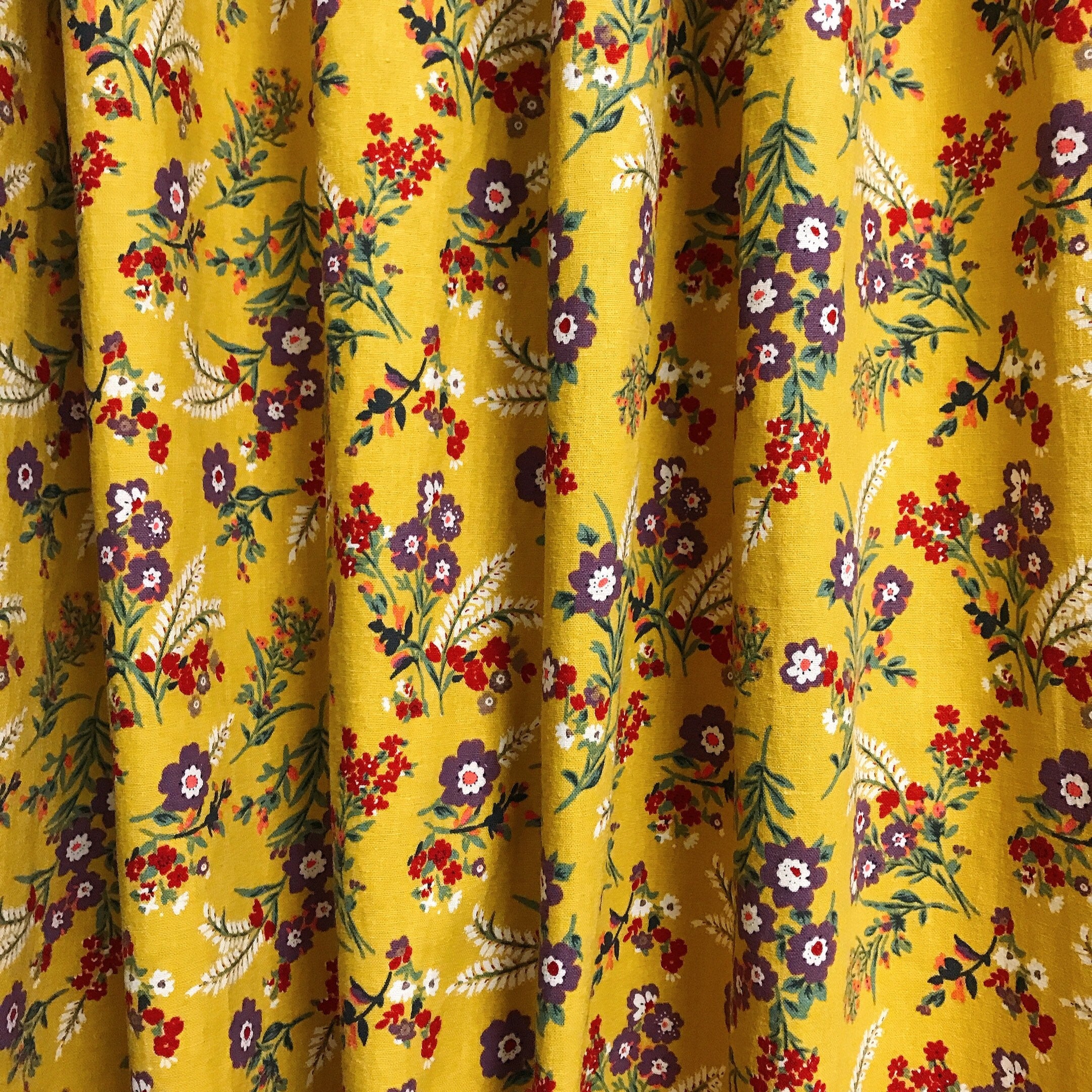 Wildflower Curtain on Mustard