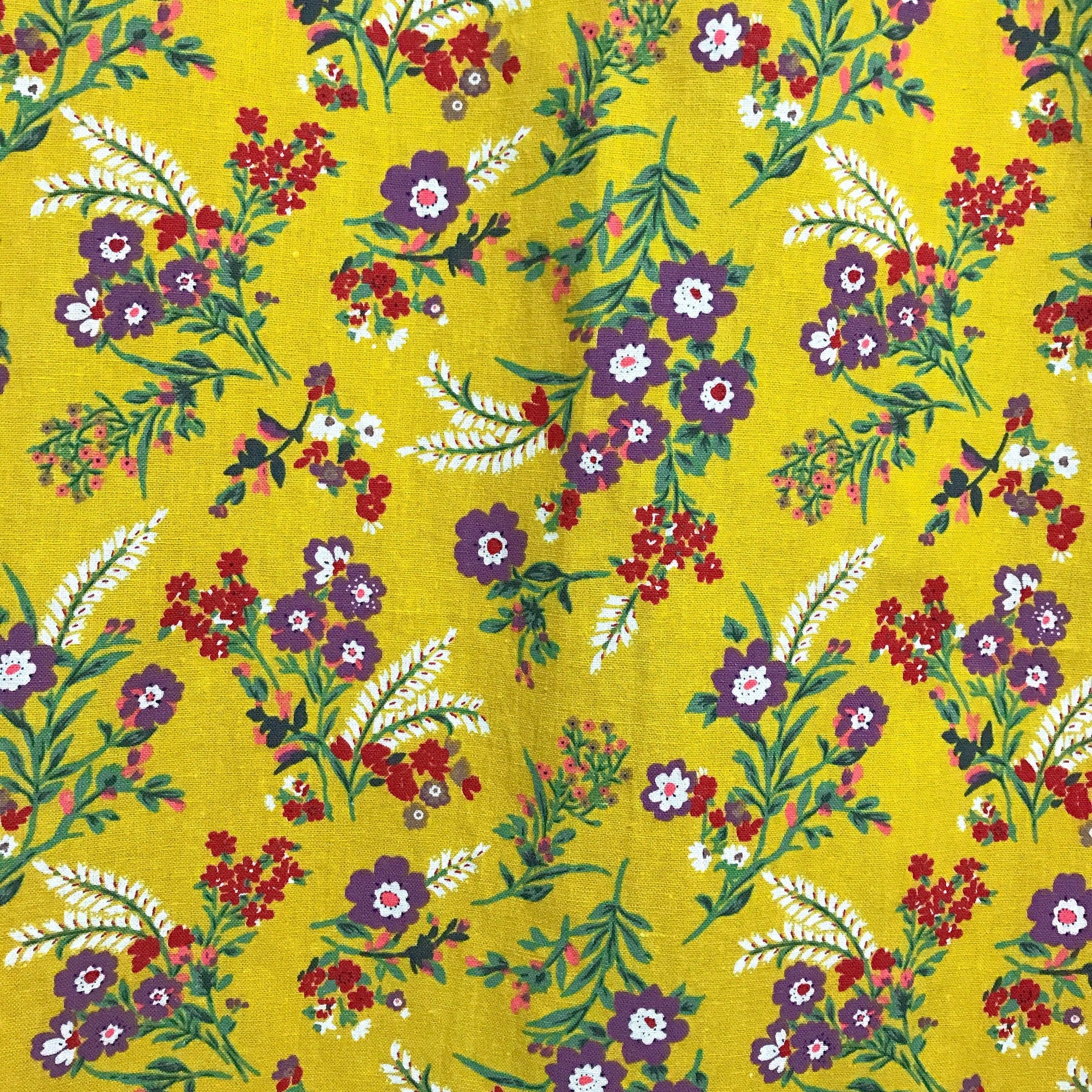 Wildflower Curtain on Mustard