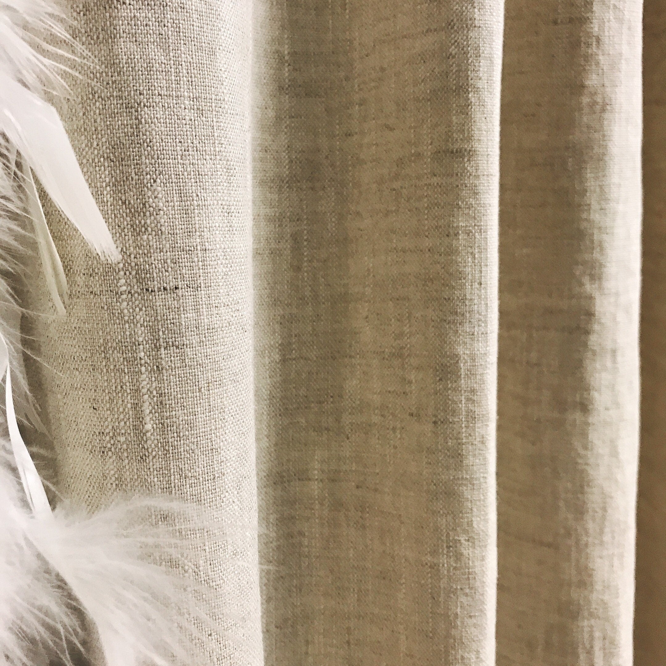 Cream Beige Linen Curtain