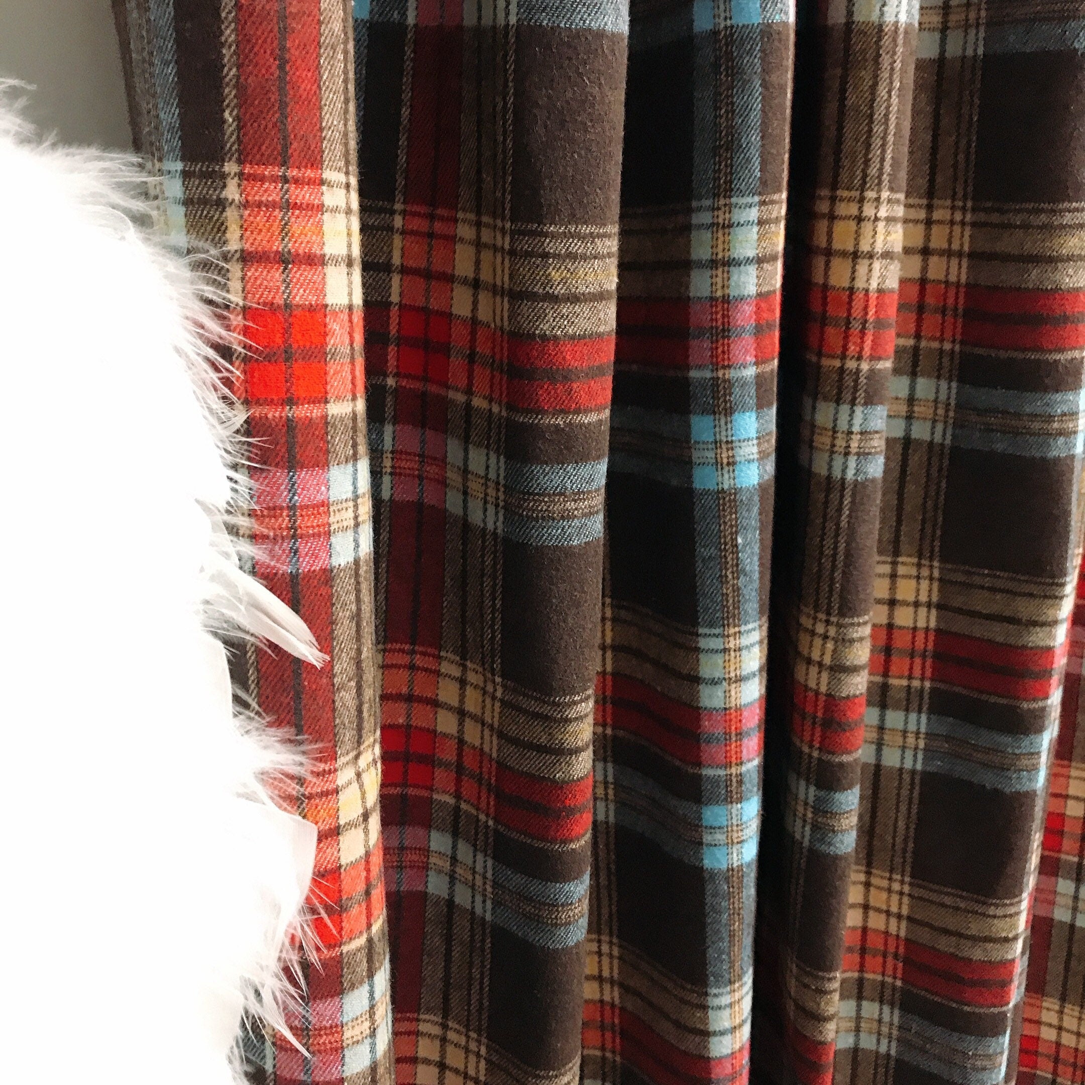 Brown Plaid Wool Curtain