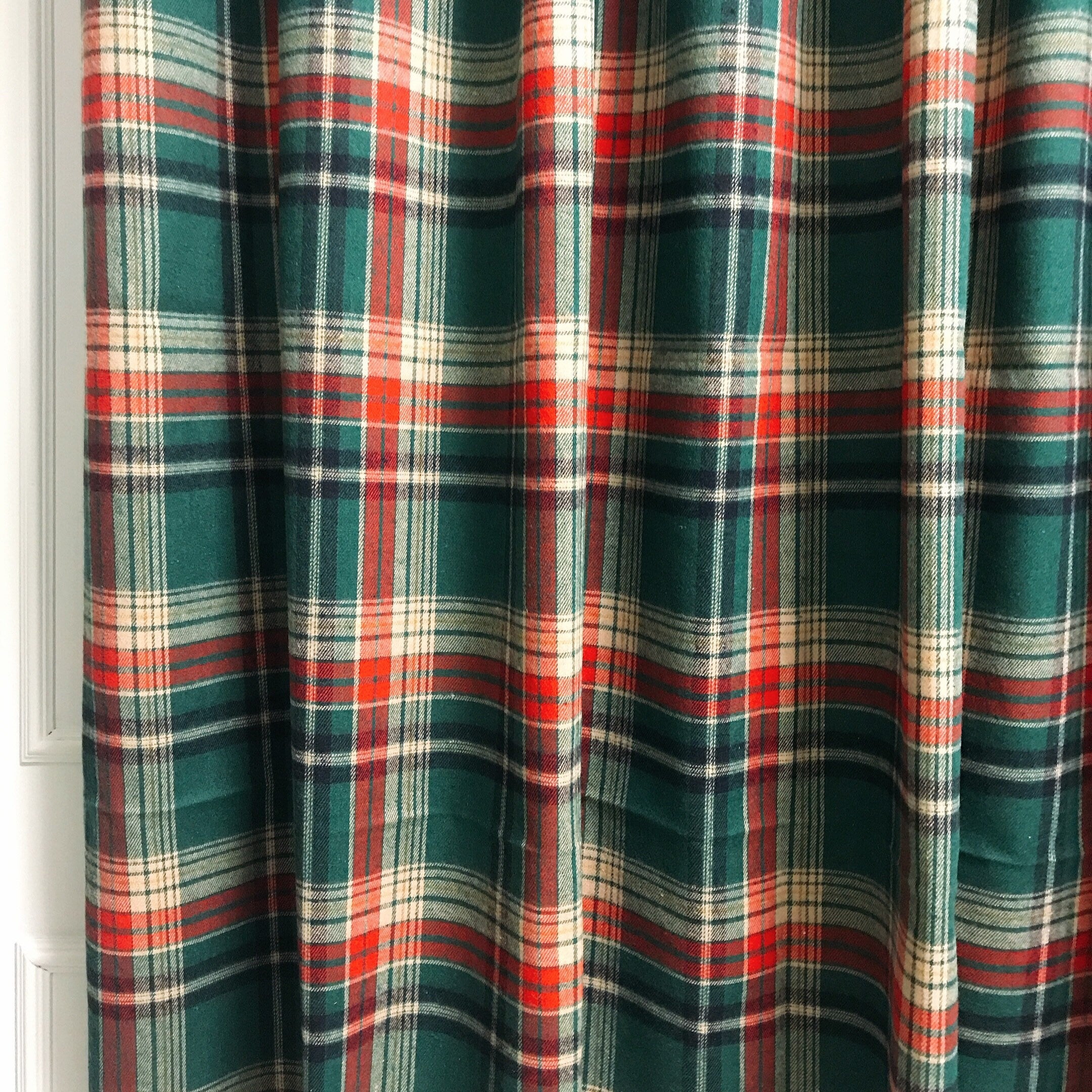 Green Tartan Wool Curtain