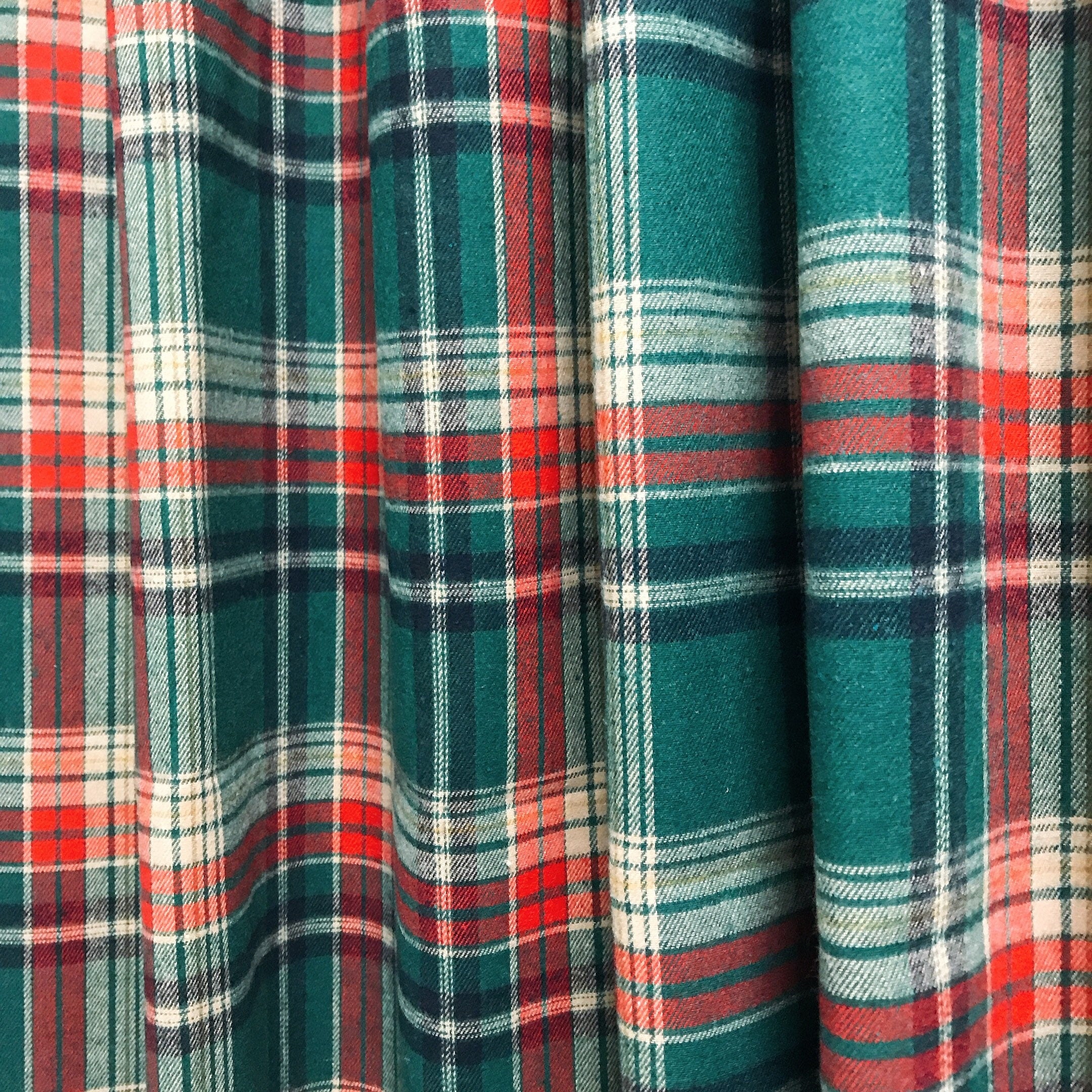 Green Tartan Wool Curtain