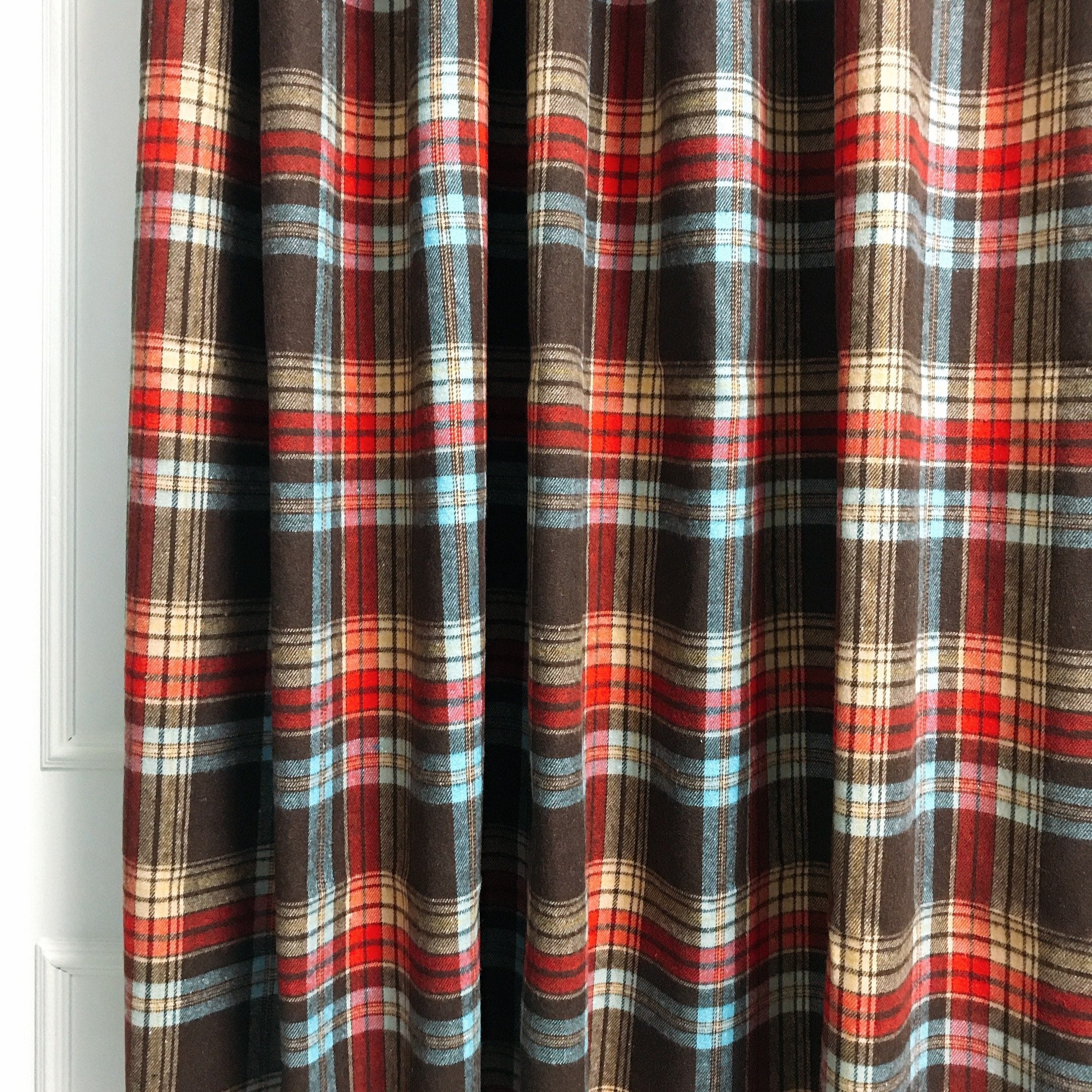 Brown Plaid Wool Curtain