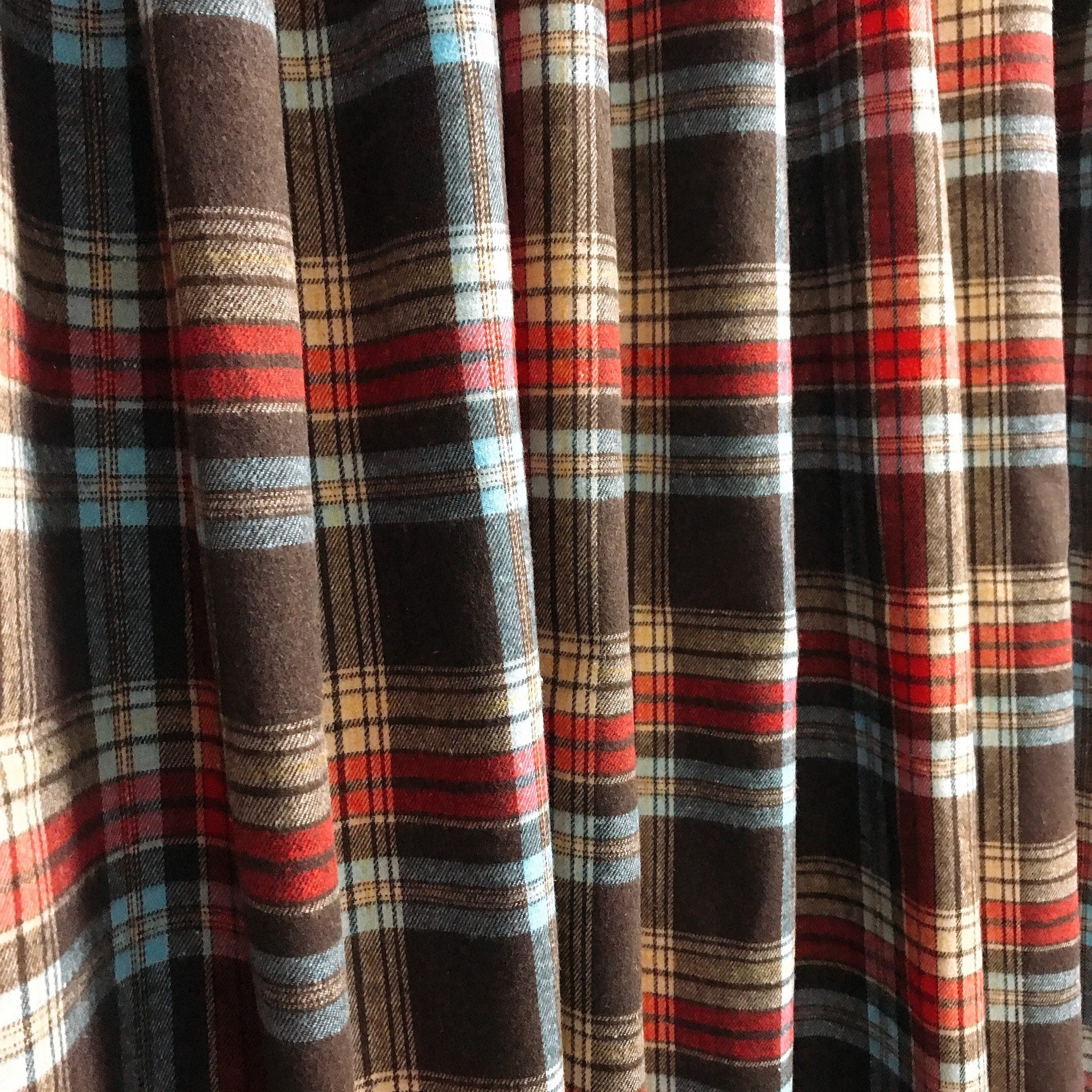 Brown Plaid Wool Curtain