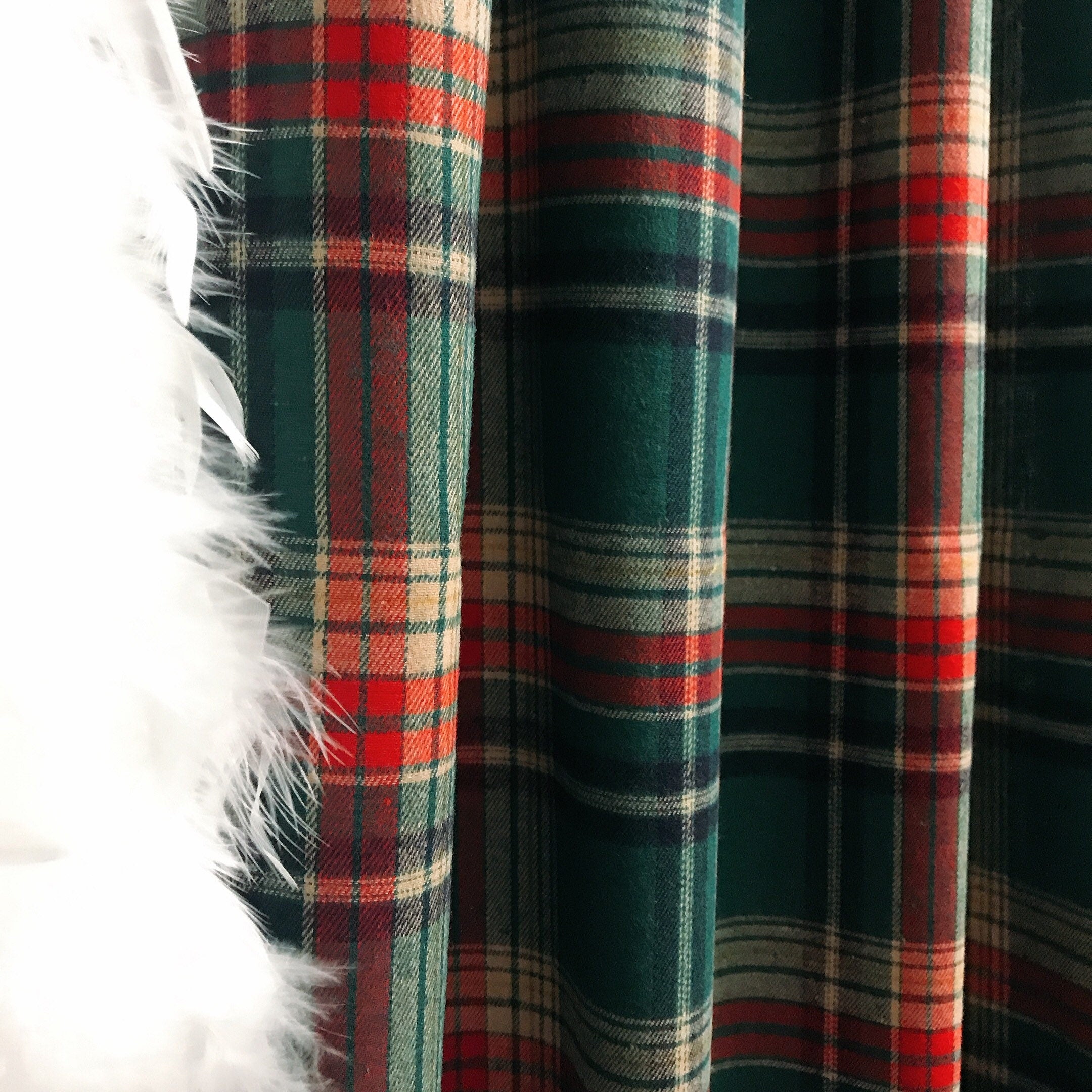 Green Tartan Wool Curtain