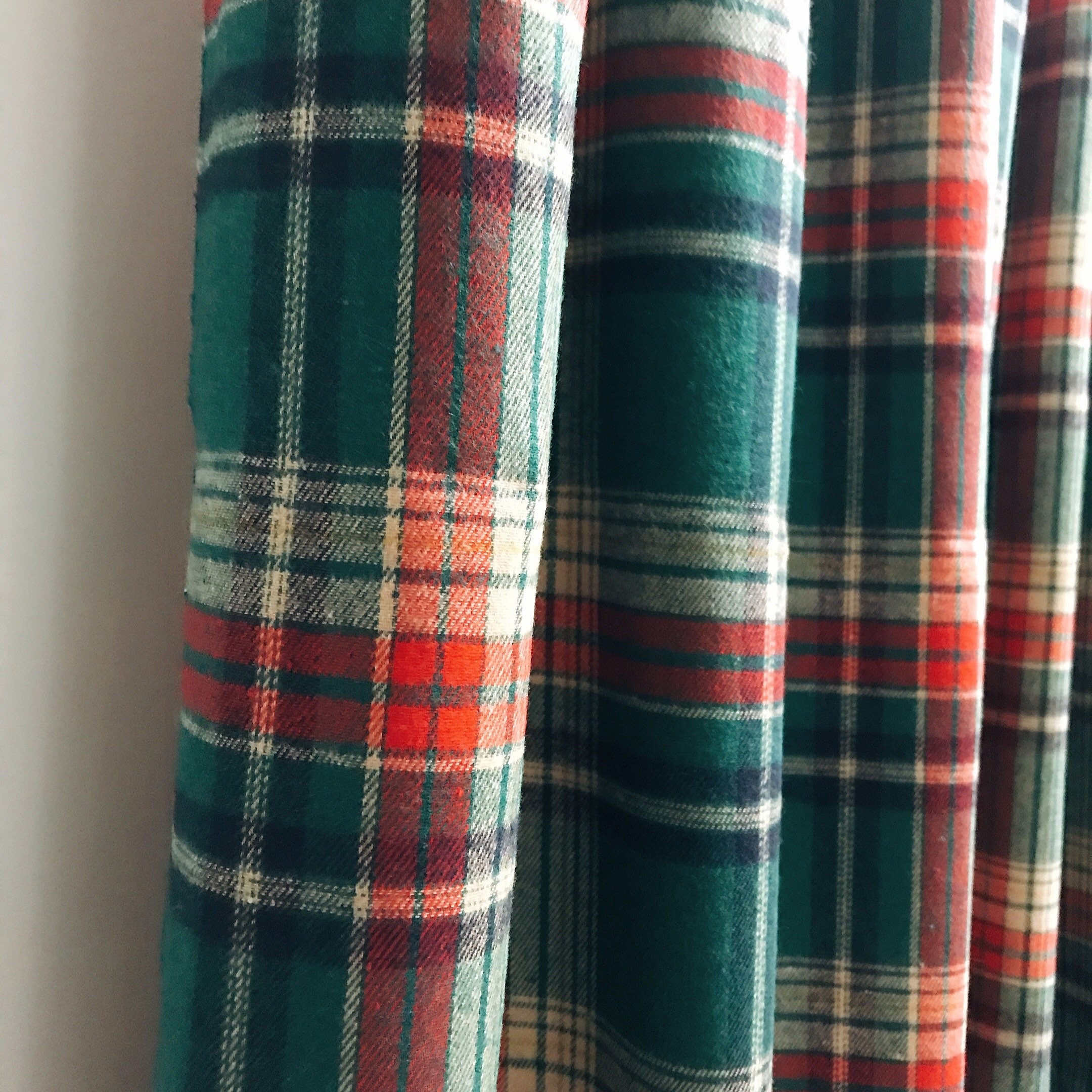 Green Tartan Wool Curtain