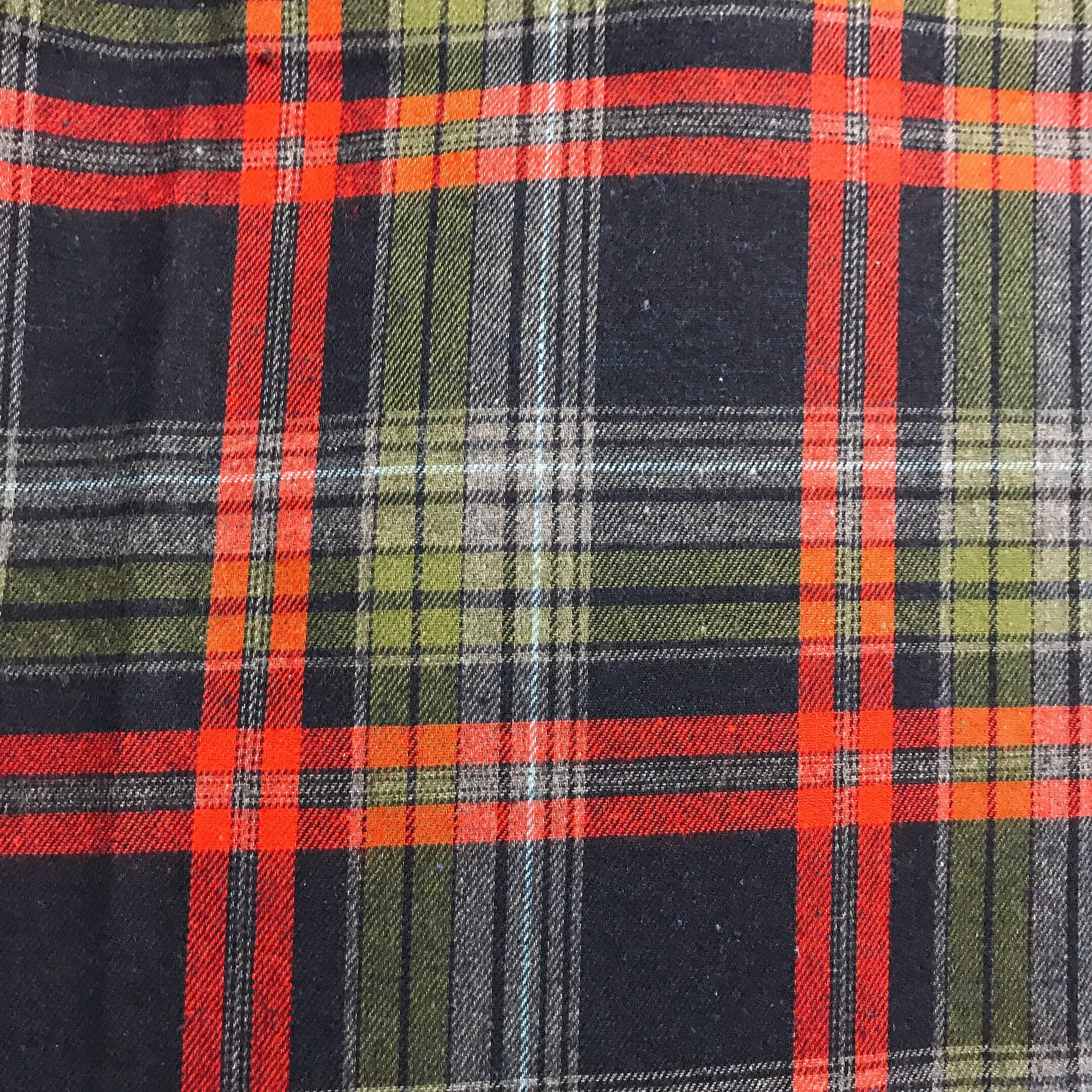 Navy Tartan Plaid Wool Blend Curtain with Red and Olive