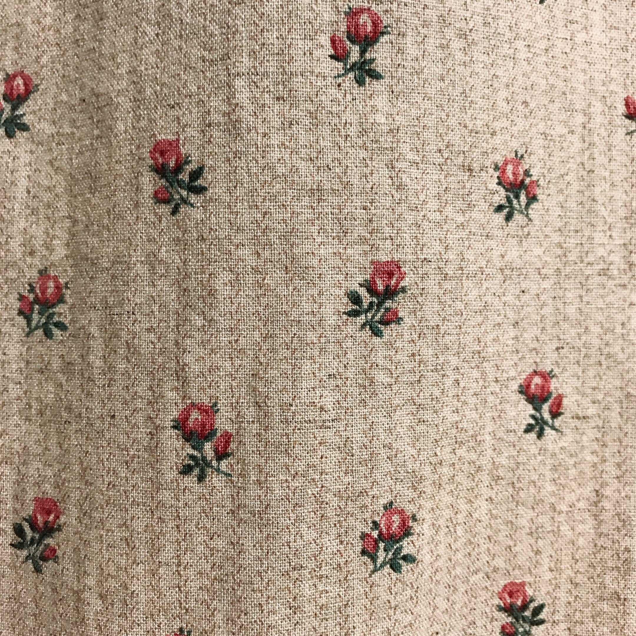 Pink Small Floral Curtain on Natural Beige