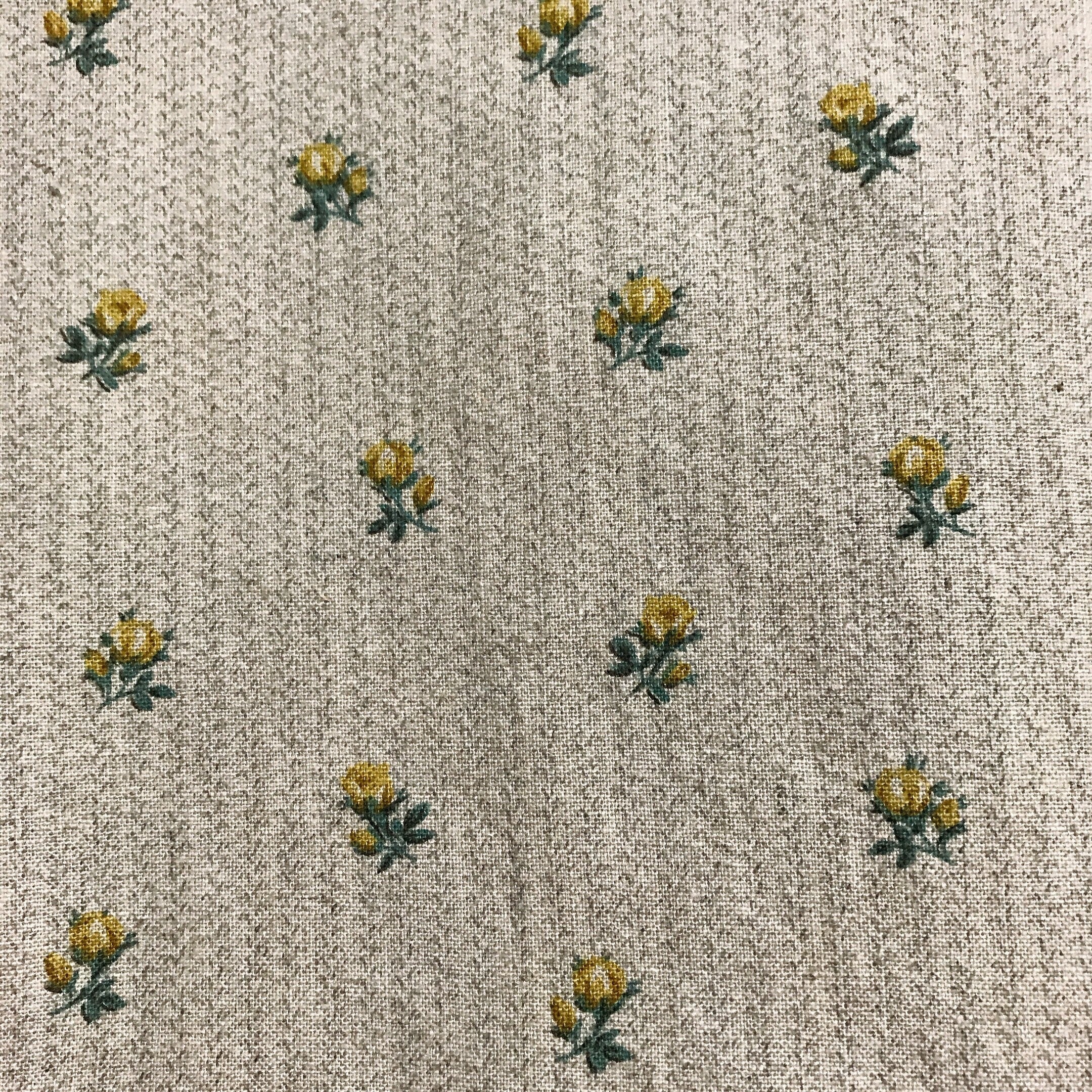 Yellow Small Floral Curtain on Natural Beige