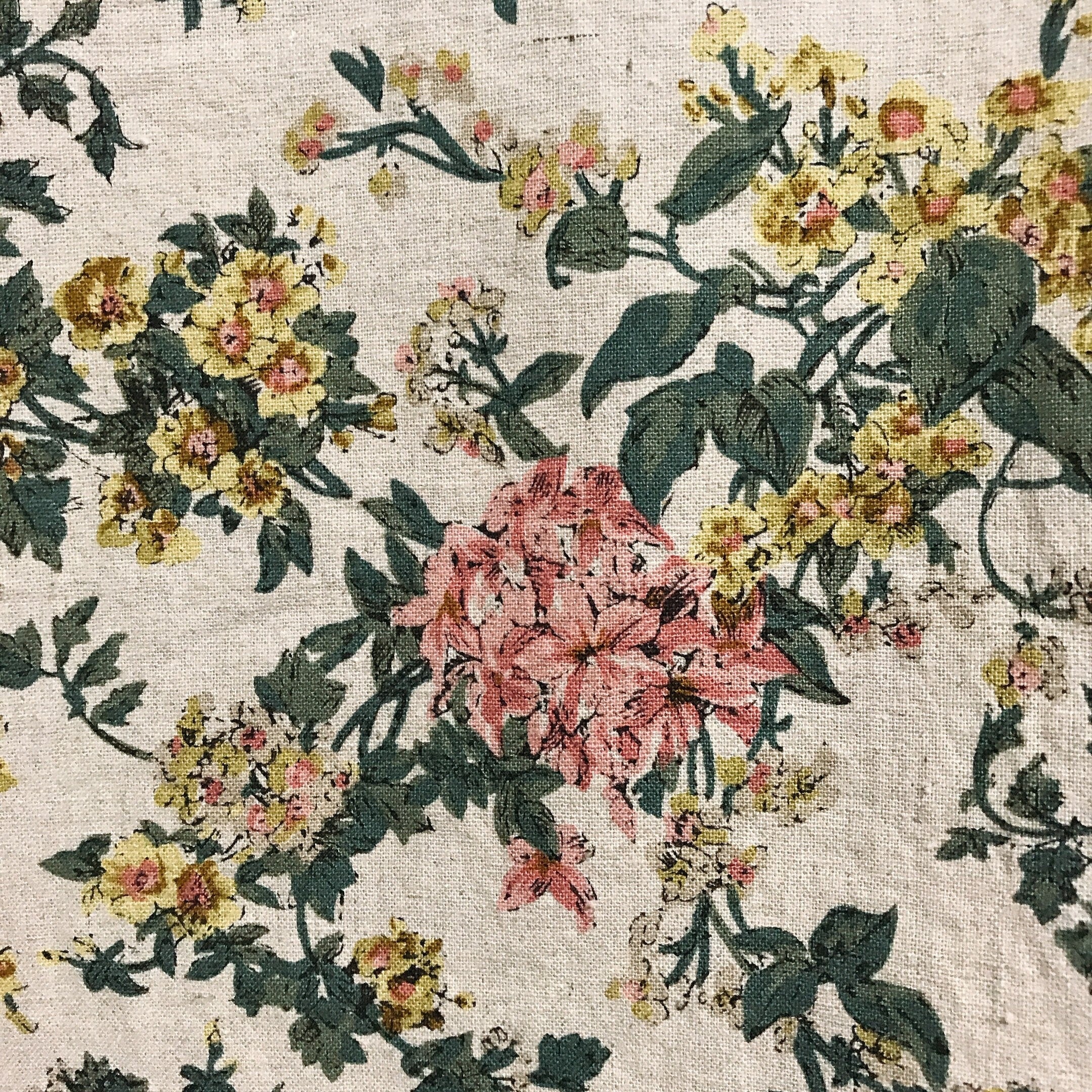 Pink and Yellow Floral Curtain on Natural Beige