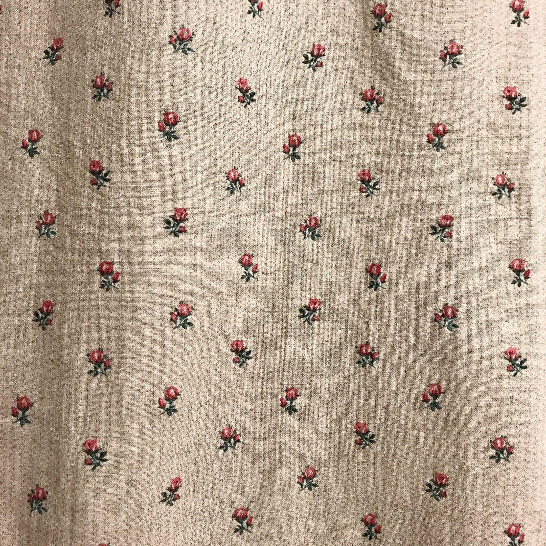 Pink Small Floral Curtain on Natural Beige