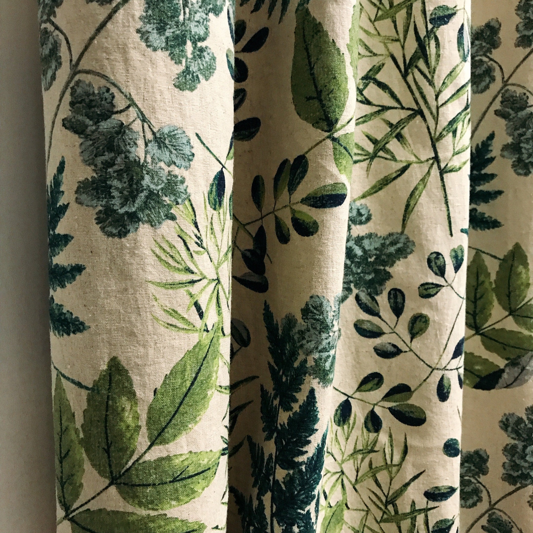 Green Leaf Curtain on Natural Beige