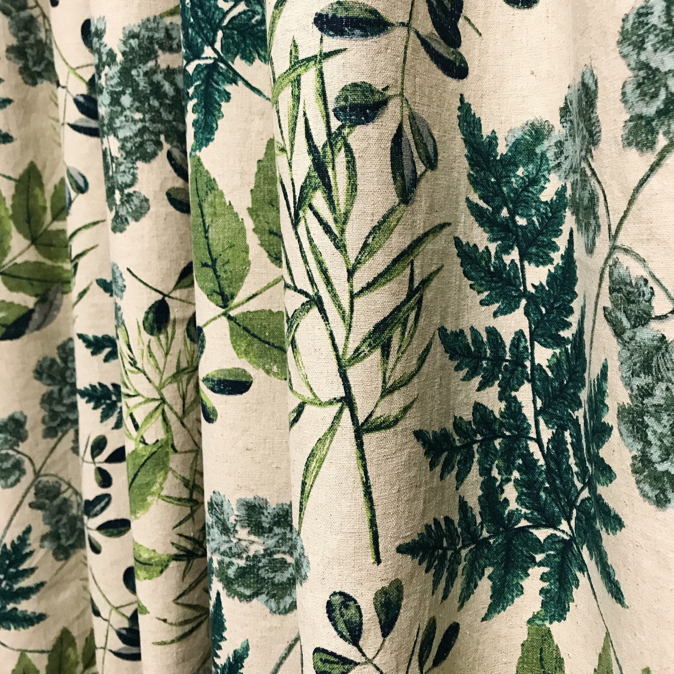 Green Leaf Curtain on Natural Beige
