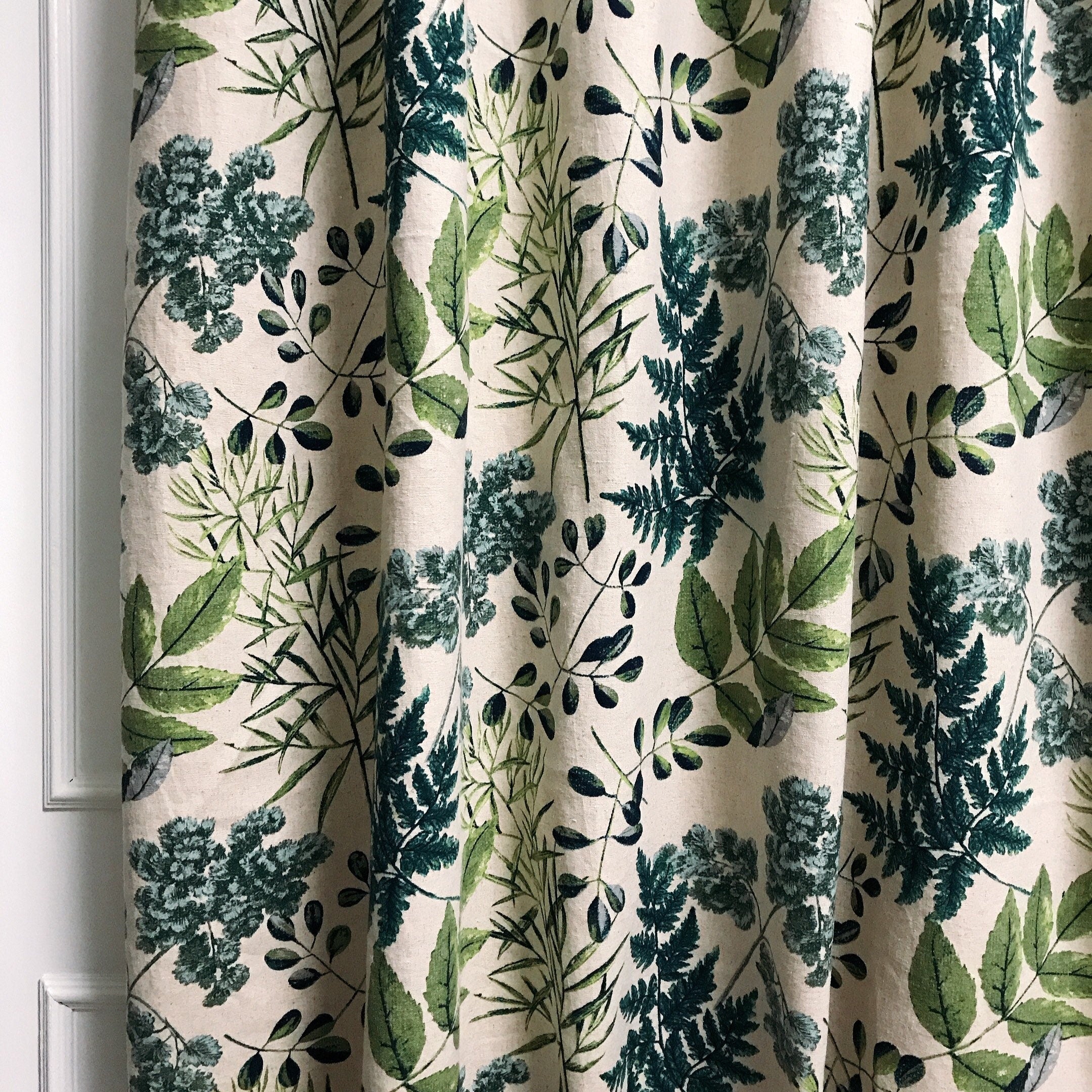 Green Leaf Curtain on Natural Beige