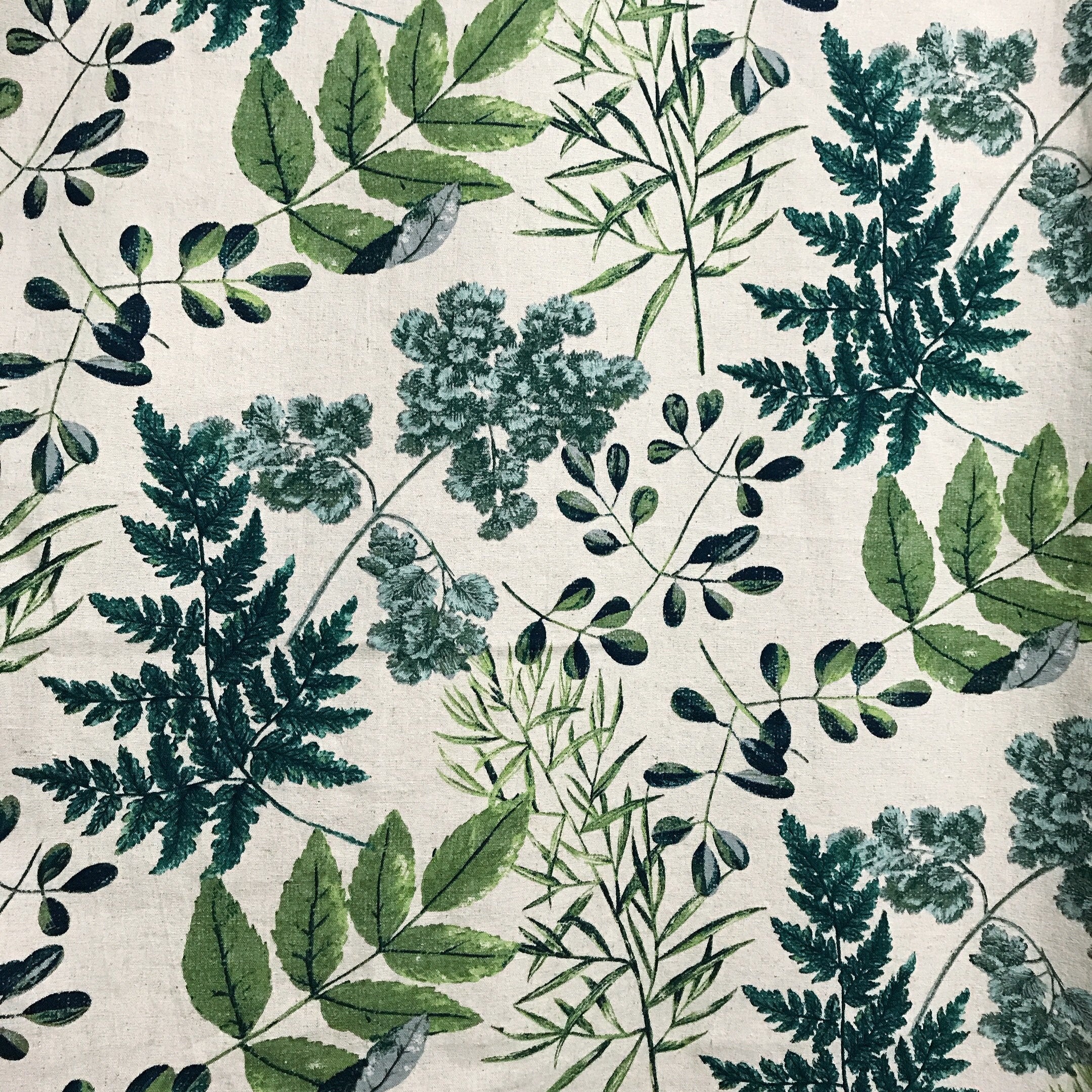 Green Leaf Curtain on Natural Beige