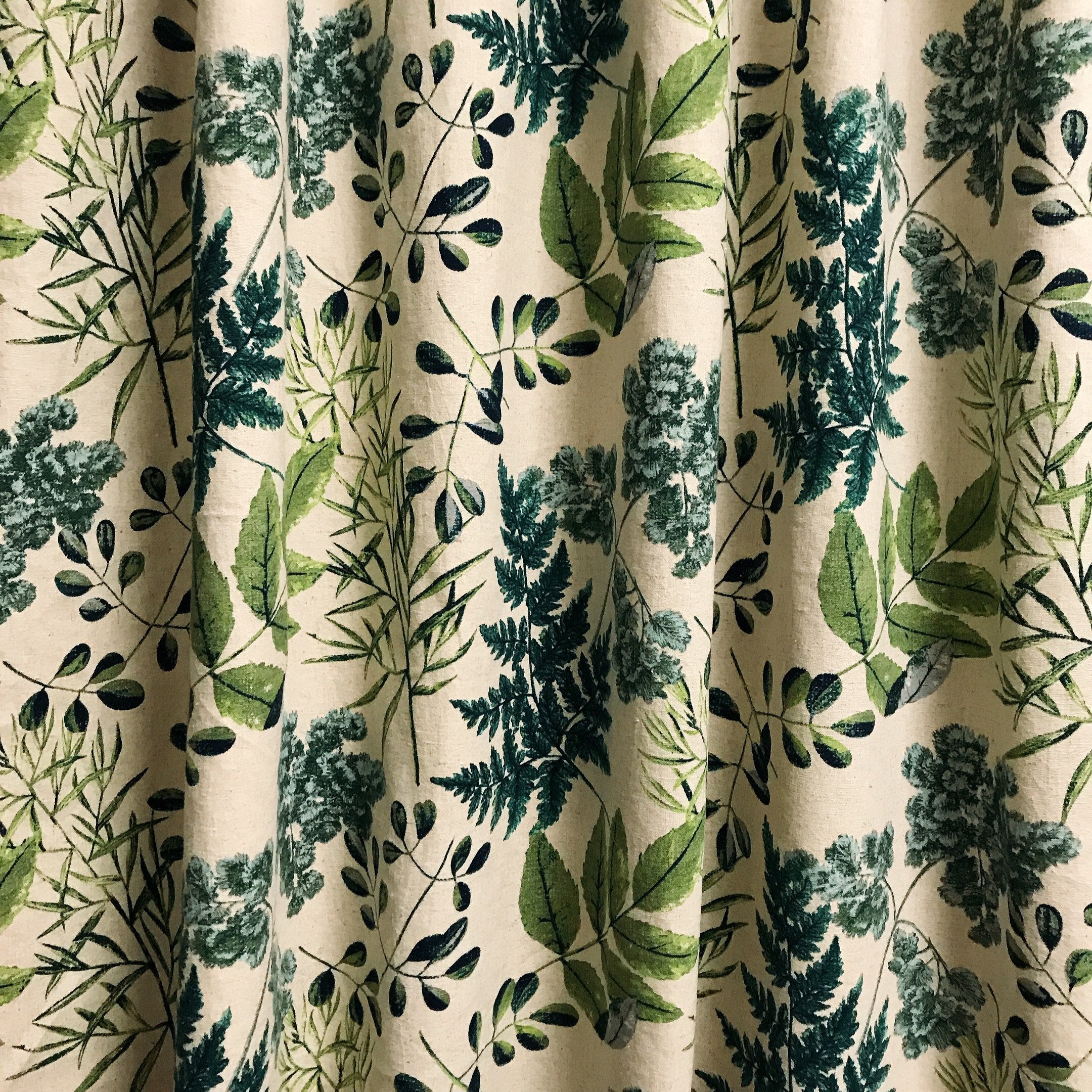 Green Leaf Curtain on Natural Beige