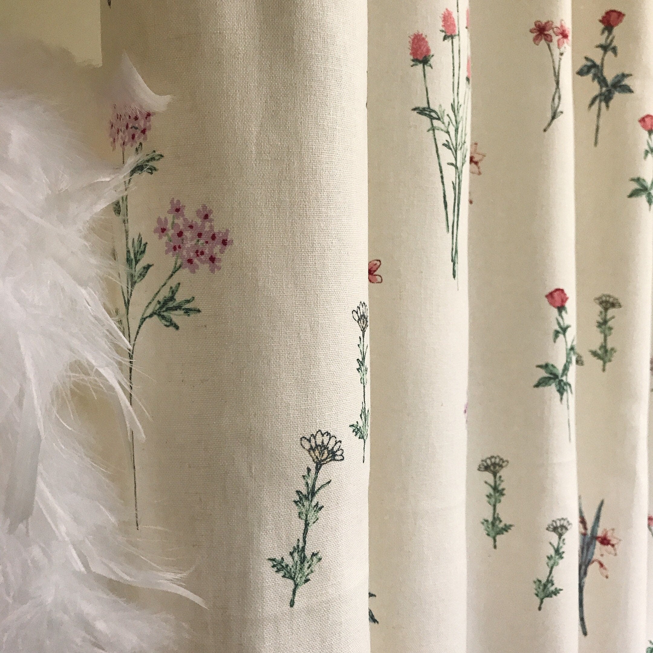 Multicolor Wild Floral Curtain on Ivory
