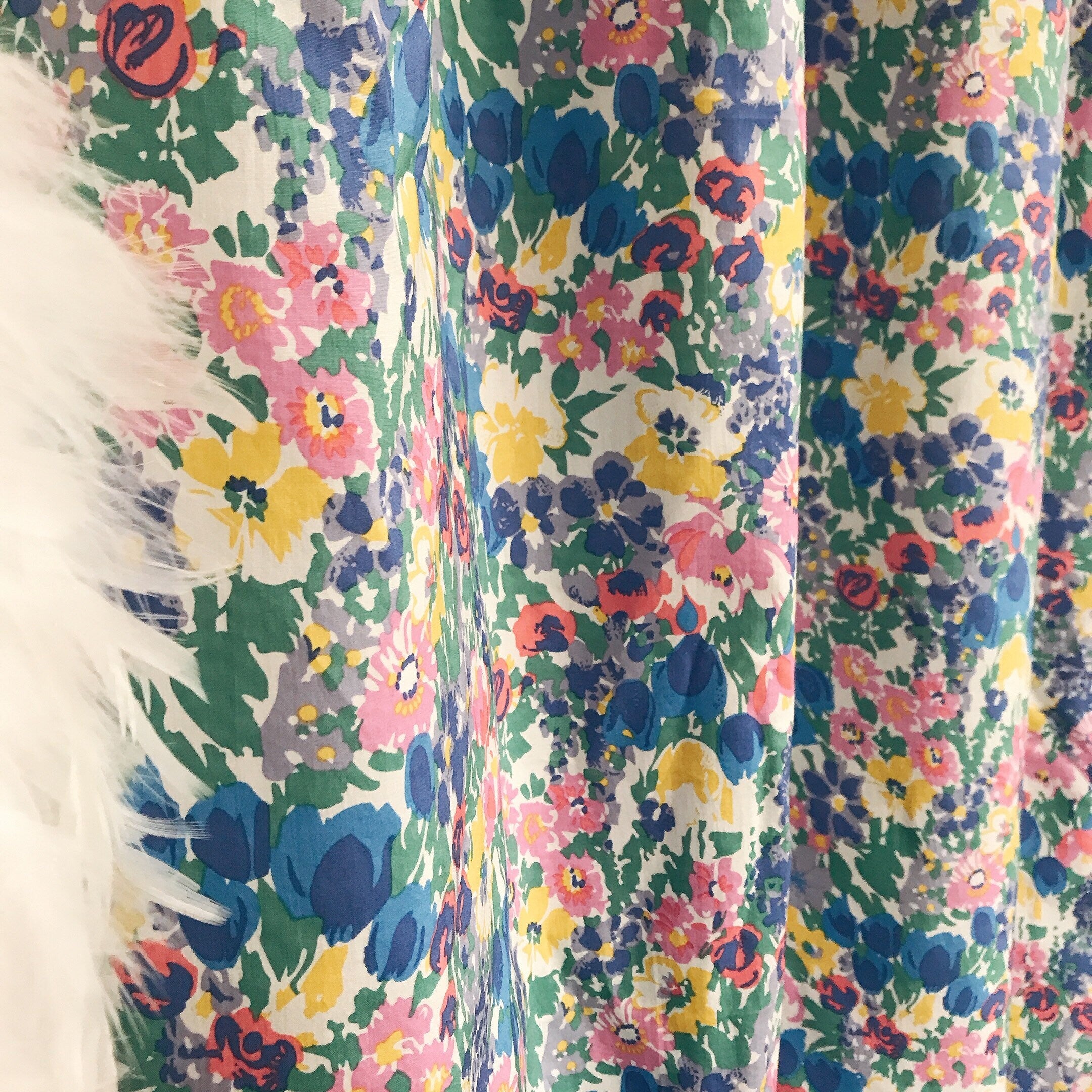 Vivid Blue and Multi-Color Floral Curtain