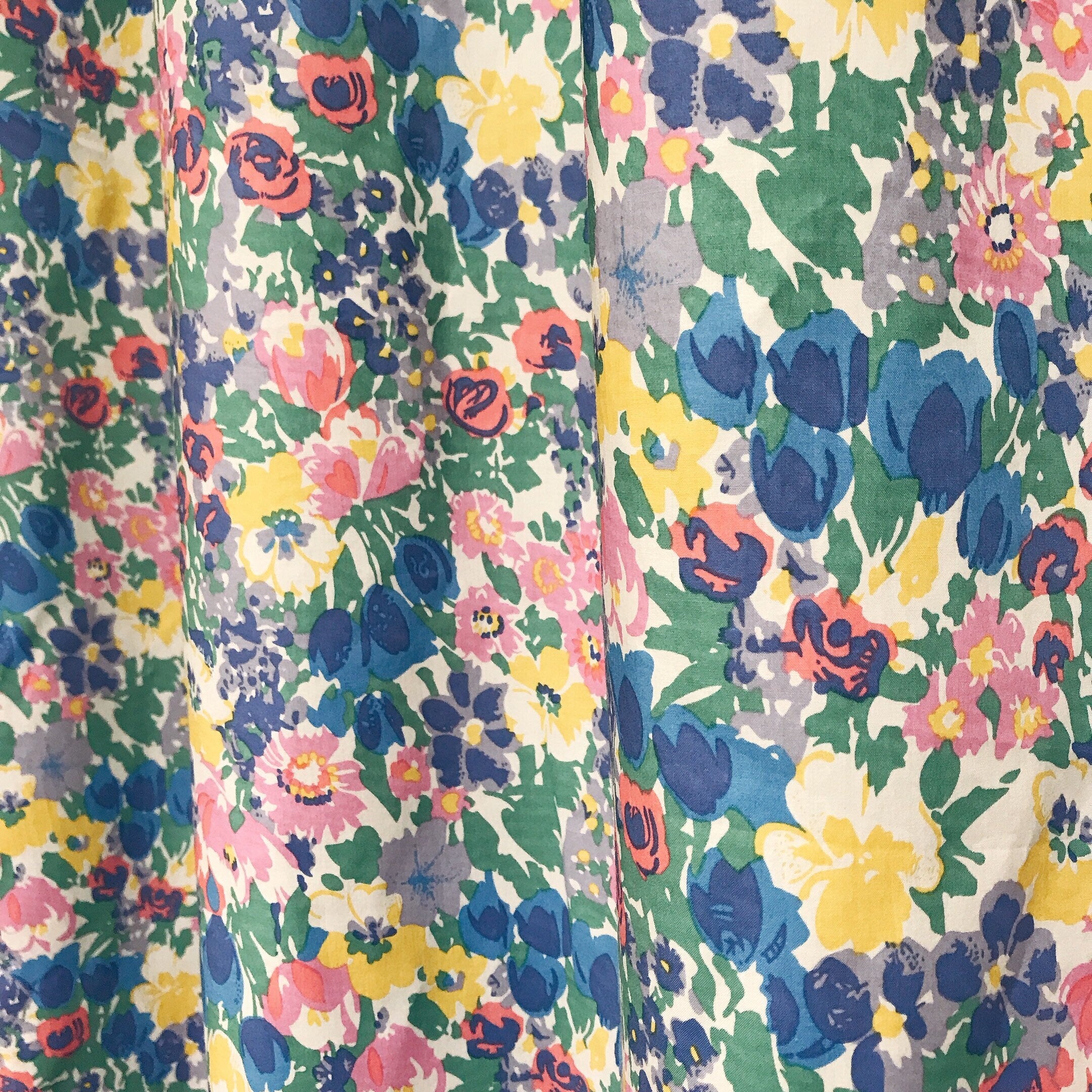 Vivid Blue and Multi-Color Floral Curtain