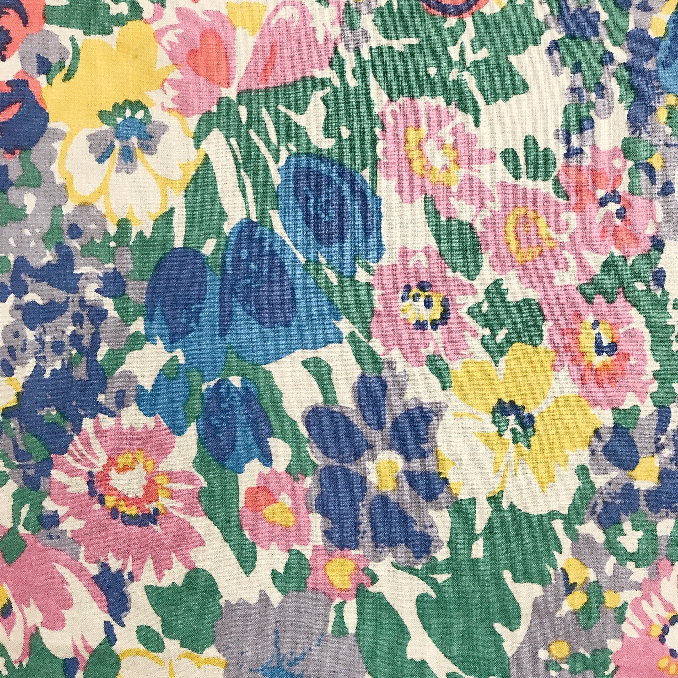 Vivid Blue and Multi-Color Floral Curtain