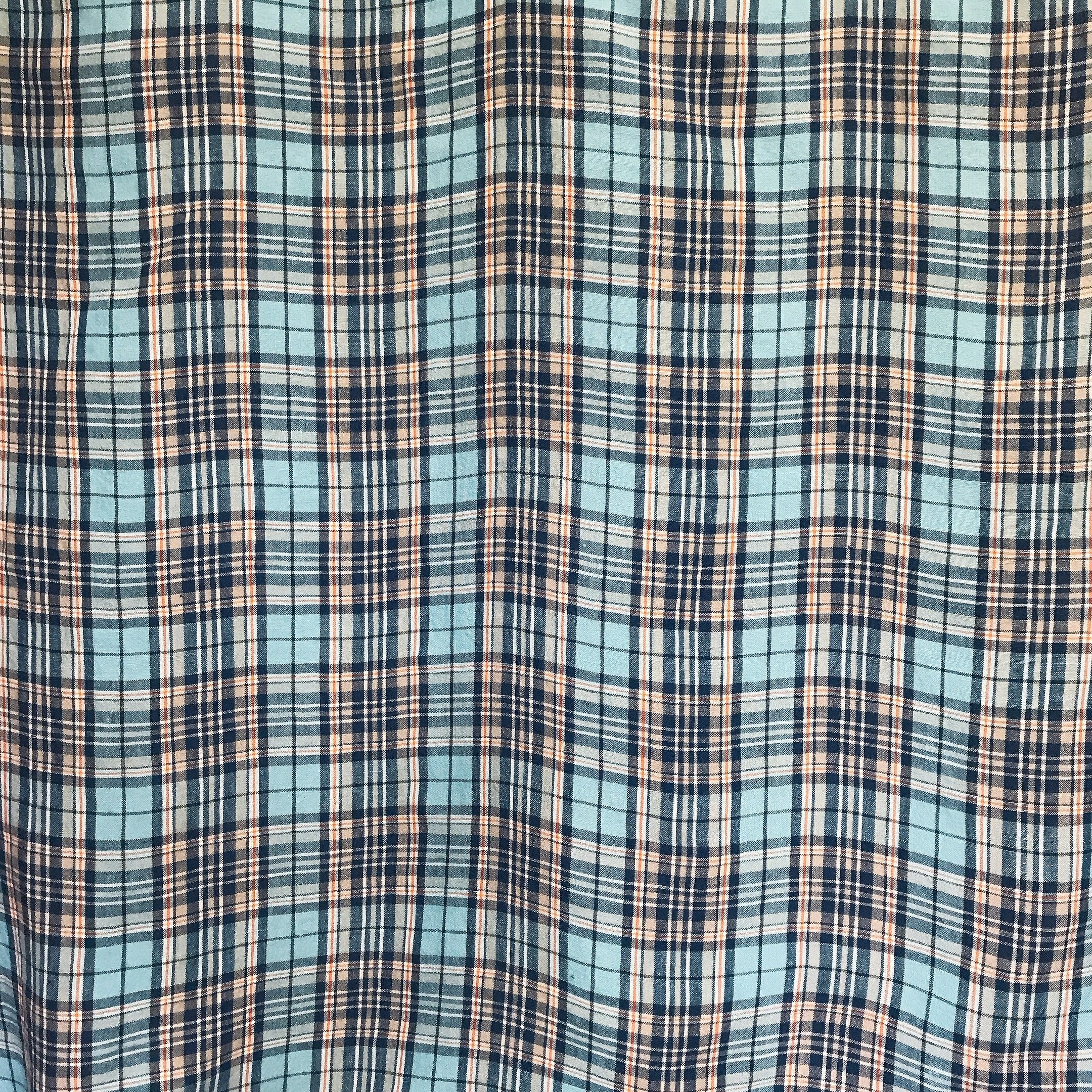 Navy and Blue Plaid Curtain