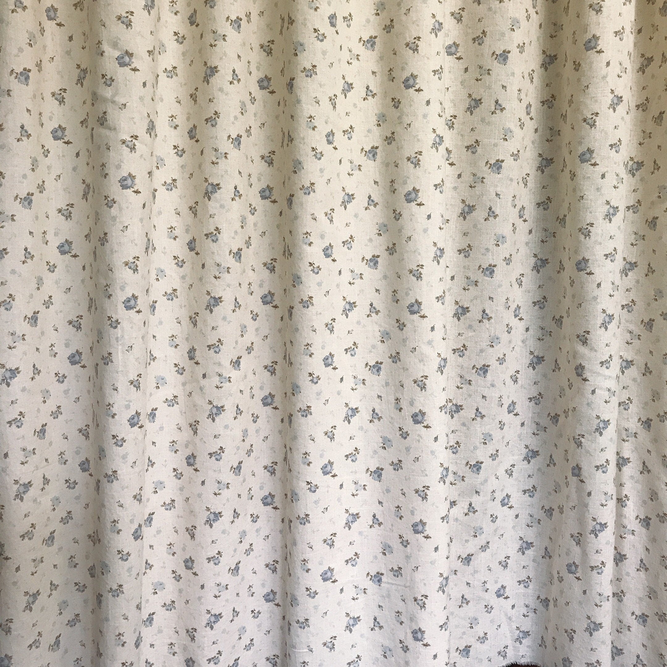 Blue and Purple Floral Curtain on Natural Beige