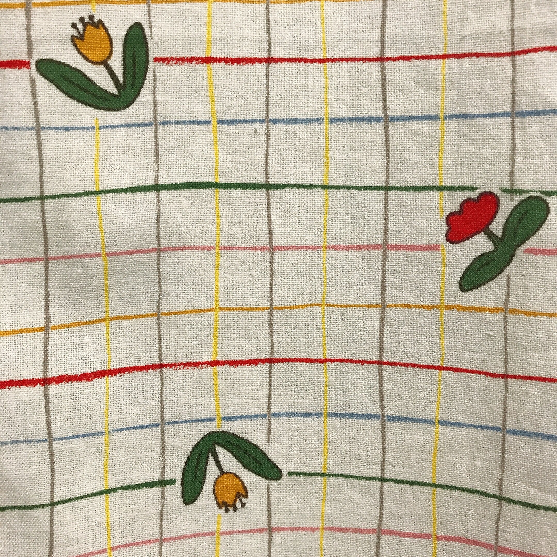 Tulip and Stripe Curtain on Ivory