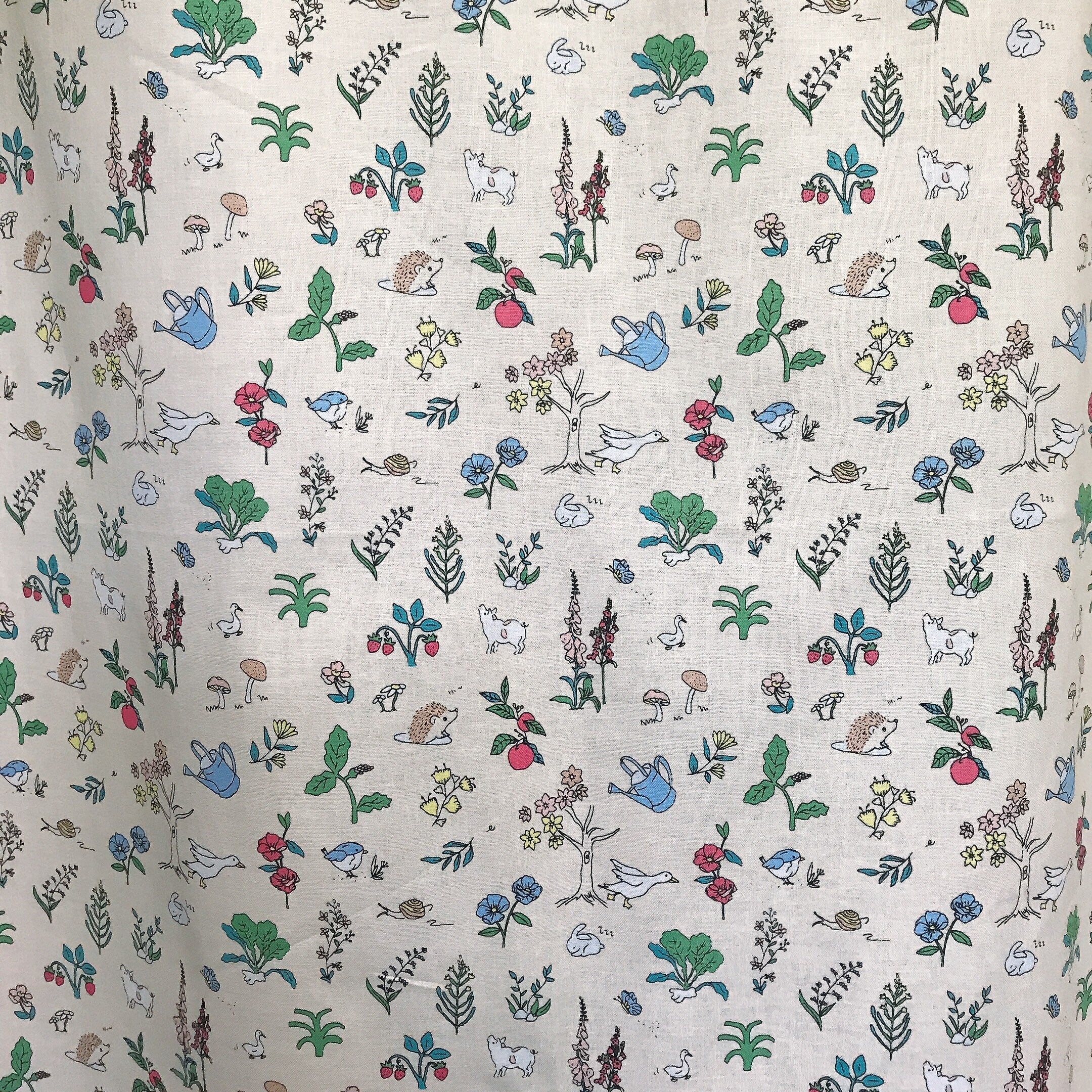 Whimsical Animal and Botanical Curtain on Yellow Beige