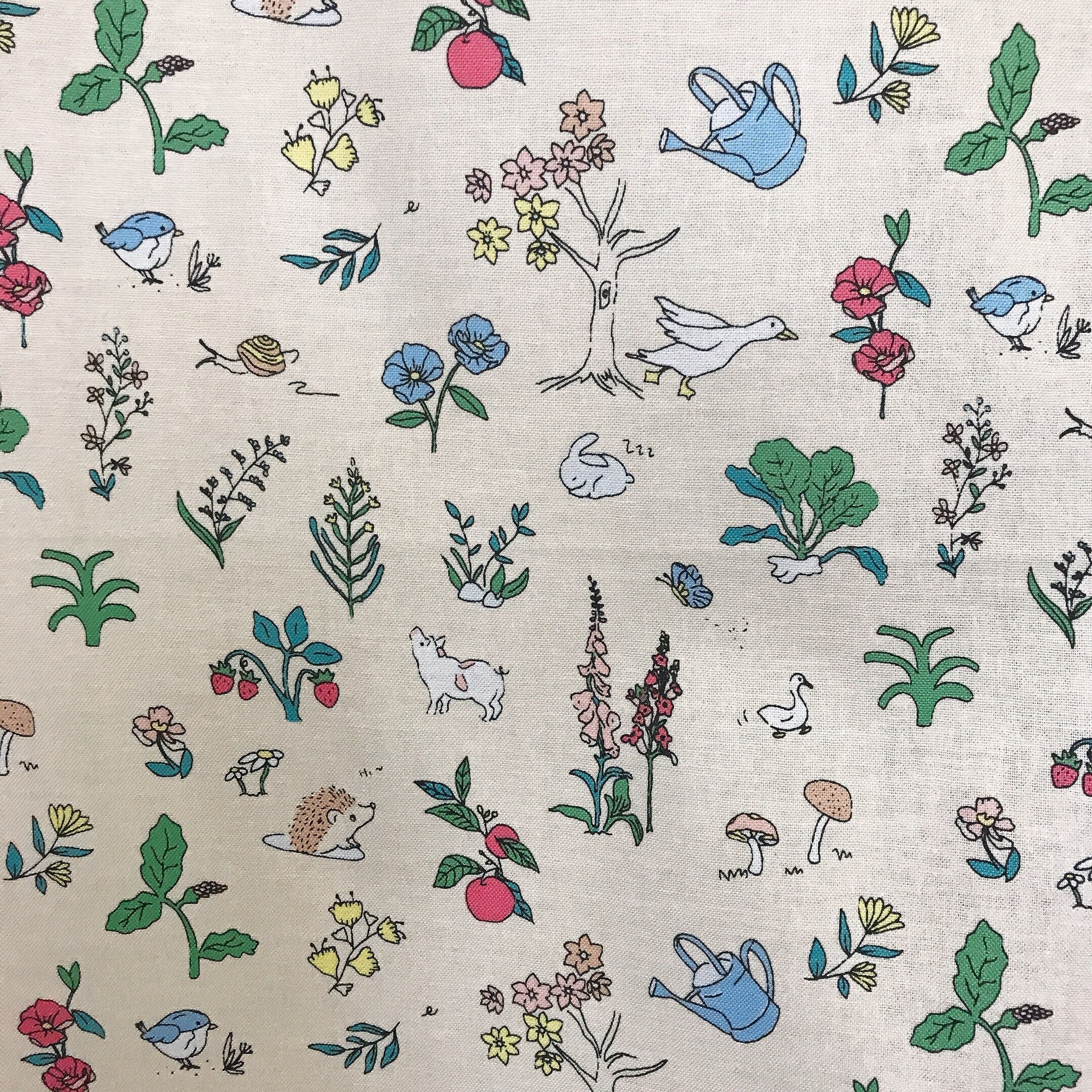 Whimsical Animal and Botanical Curtain on Yellow Beige