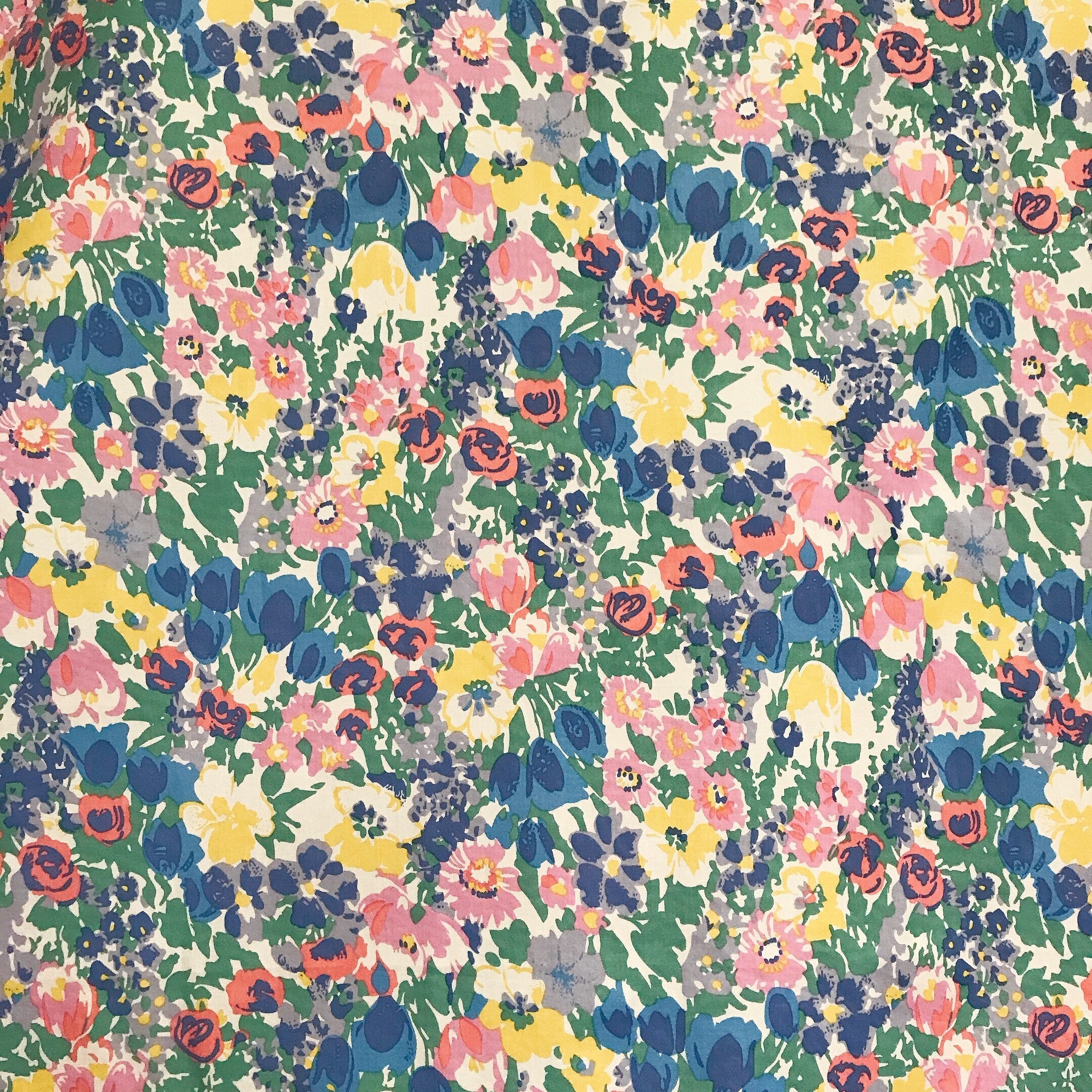 Vivid Blue and Multi-Color Floral Curtain