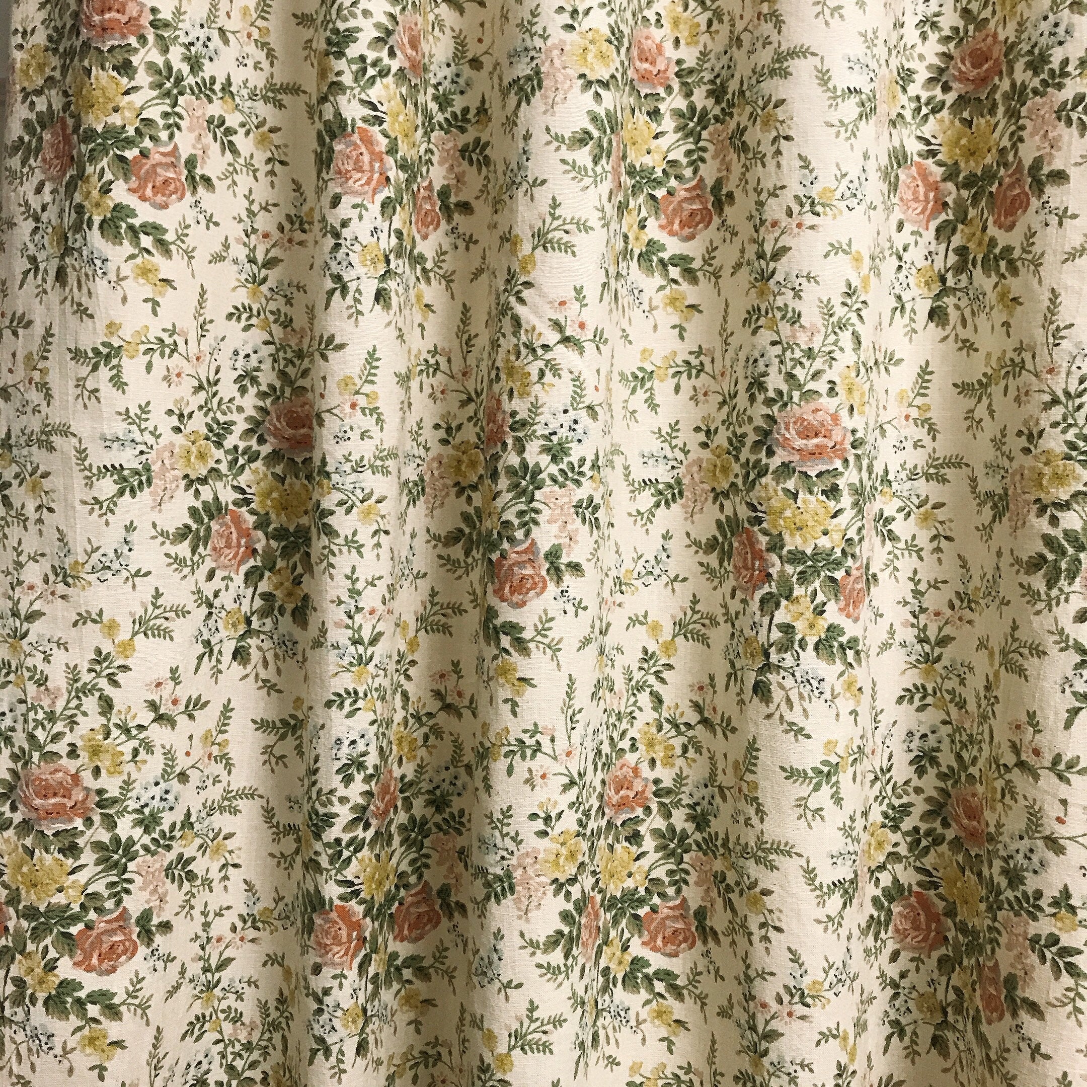 Toned Down Pink Floral Curtain on Natural Beige
