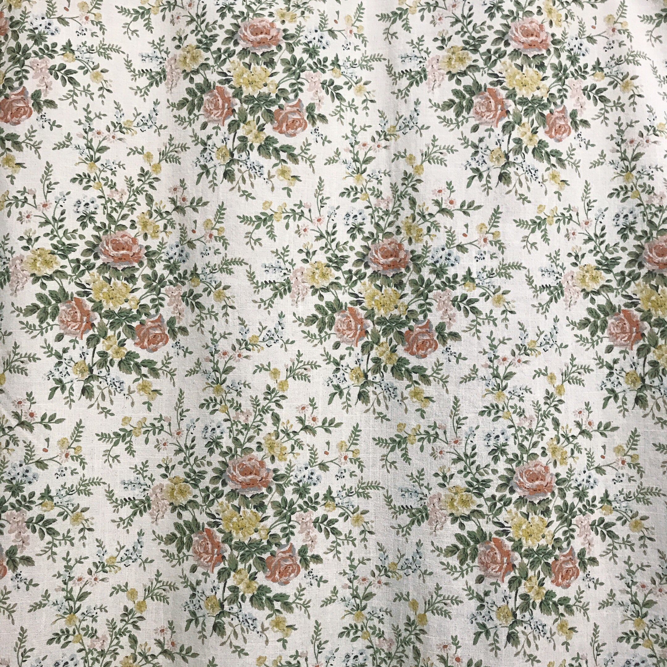 Toned Down Pink Floral Curtain on Natural Beige