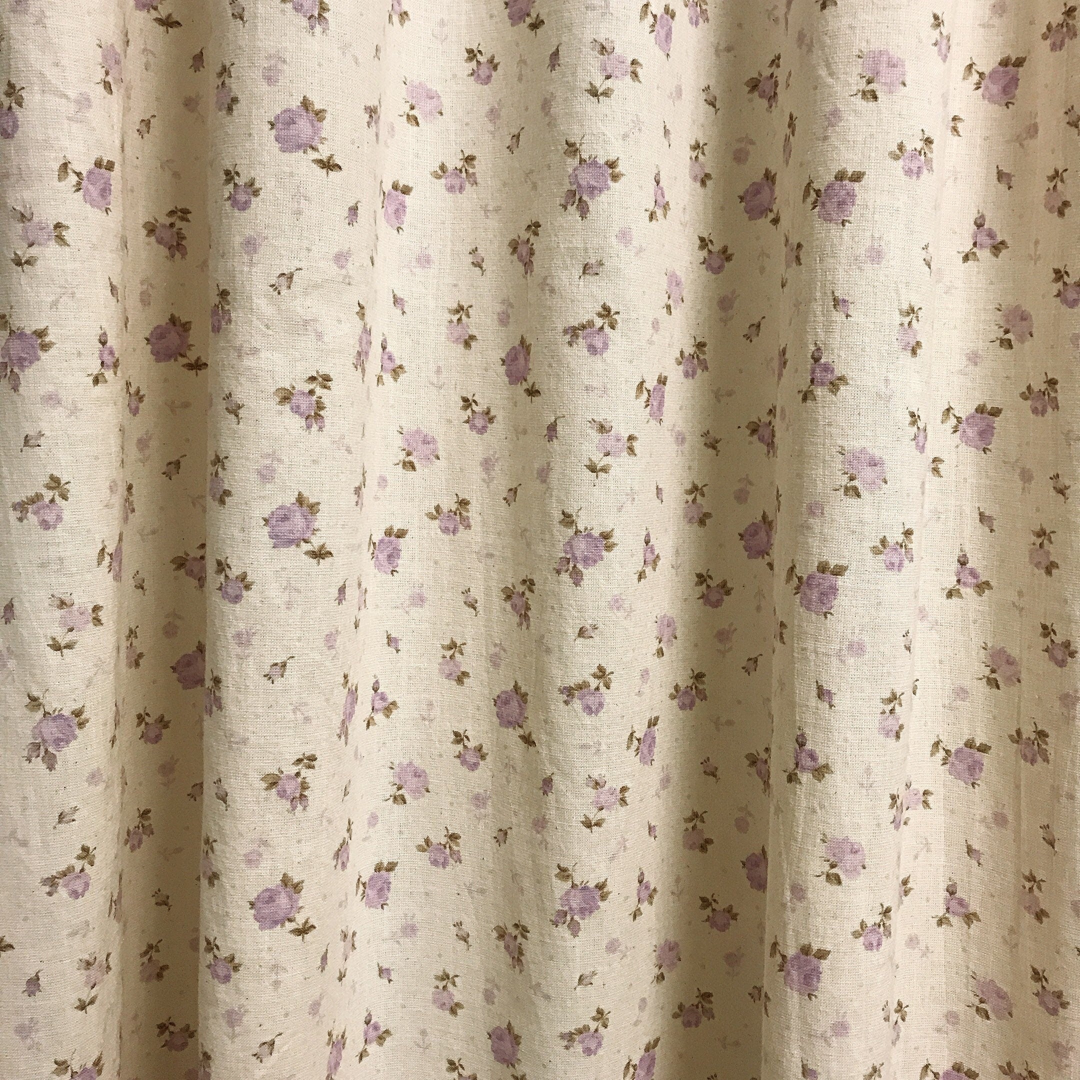 Soft Pale Lavender Floral Curtain on Natural Beige