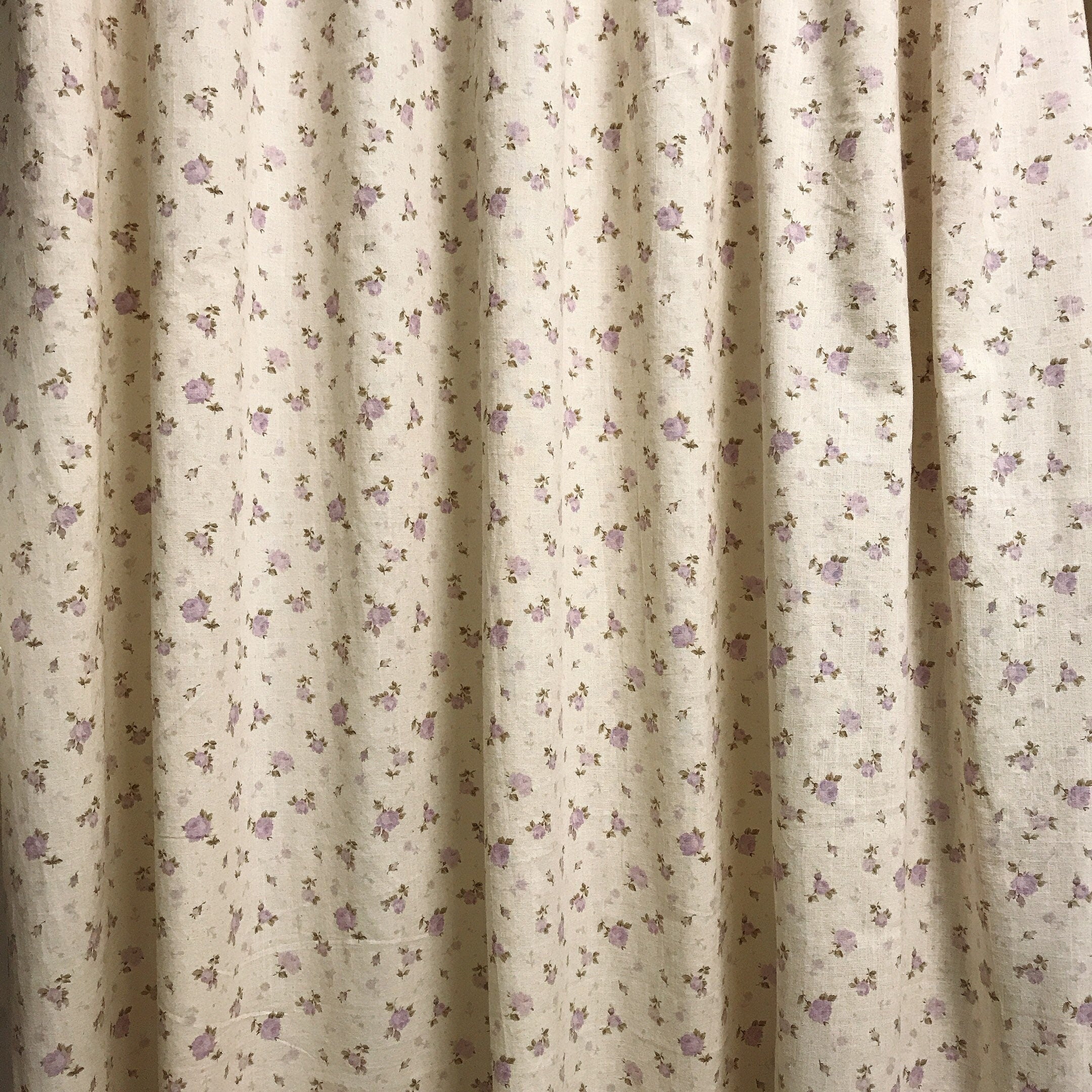 Soft Pale Lavender Floral Curtain on Natural Beige