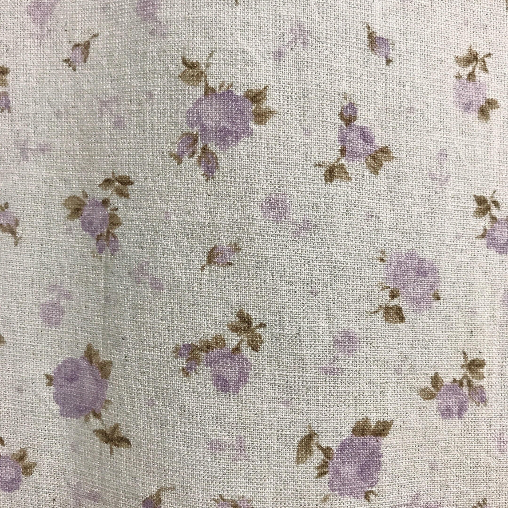 Soft Pale Lavender Floral Curtain on Natural Beige