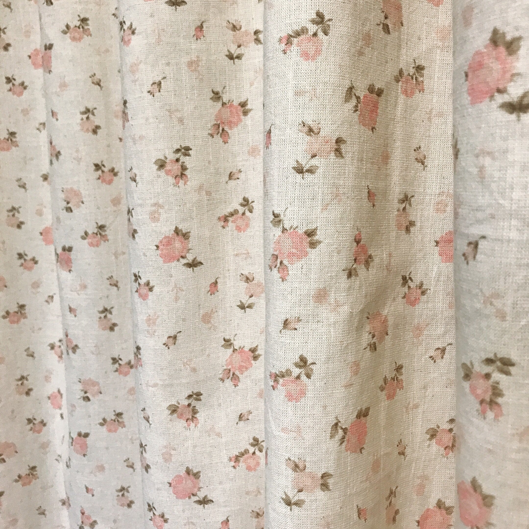 Pink Floral Curtain on Natural Beige