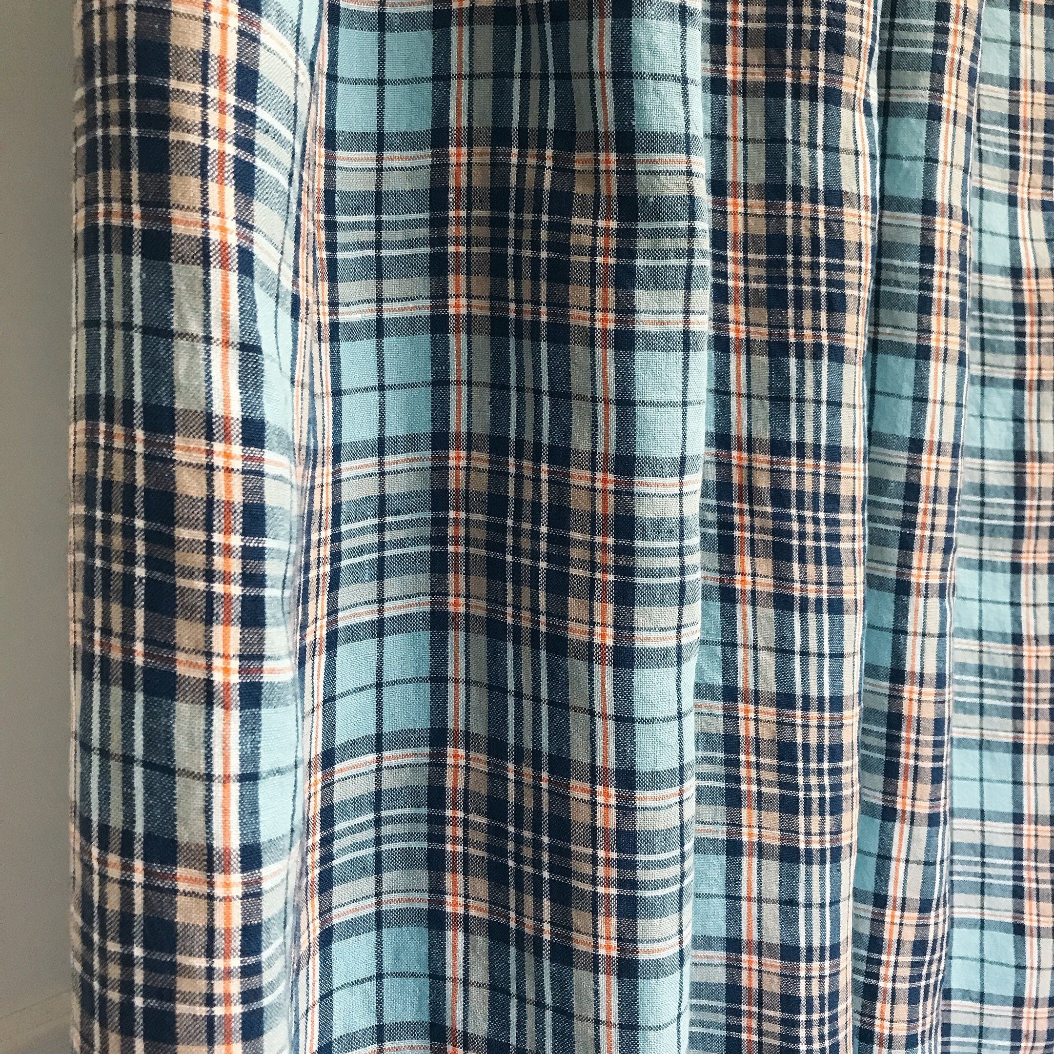 Navy and Blue Plaid Curtain