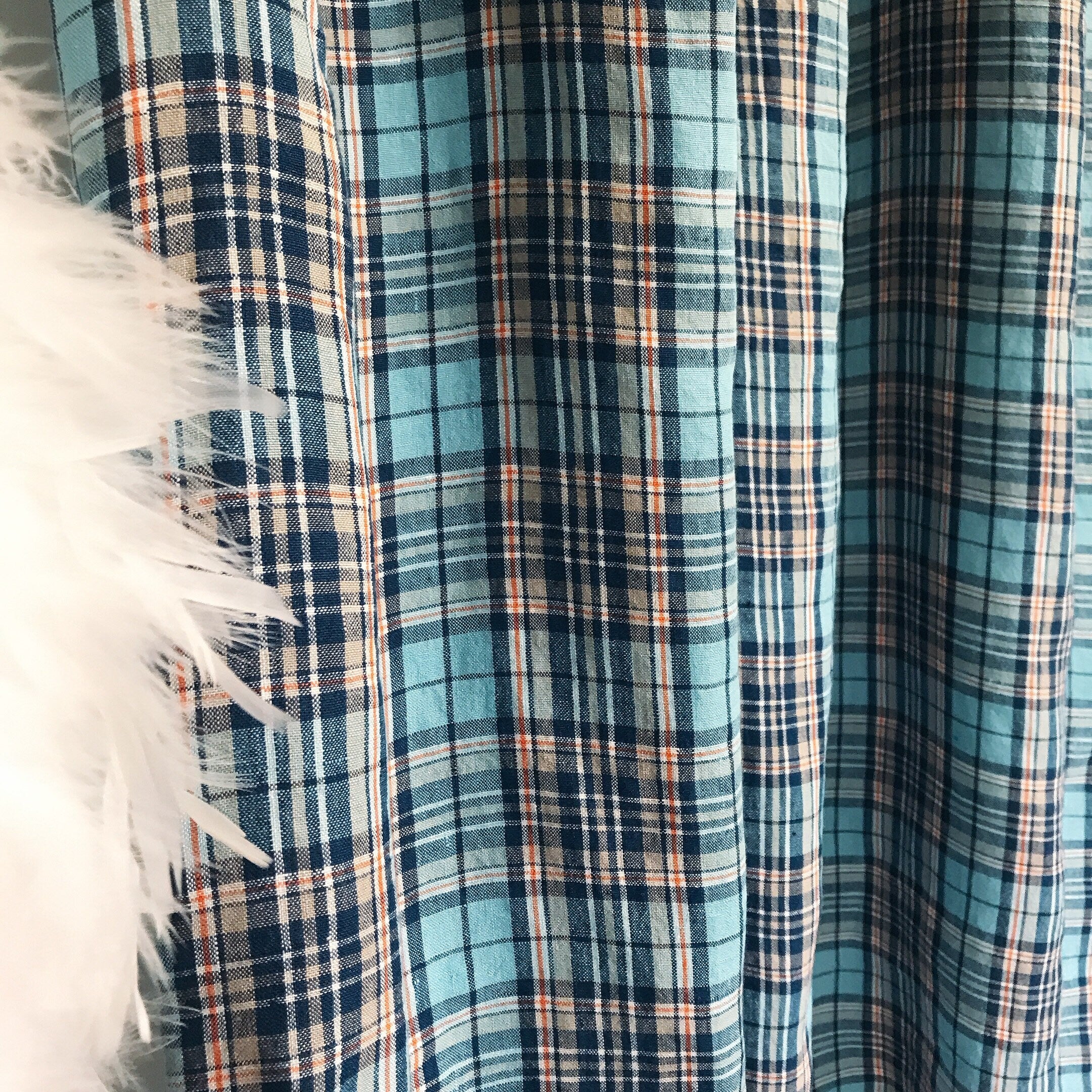 Navy and Blue Plaid Curtain