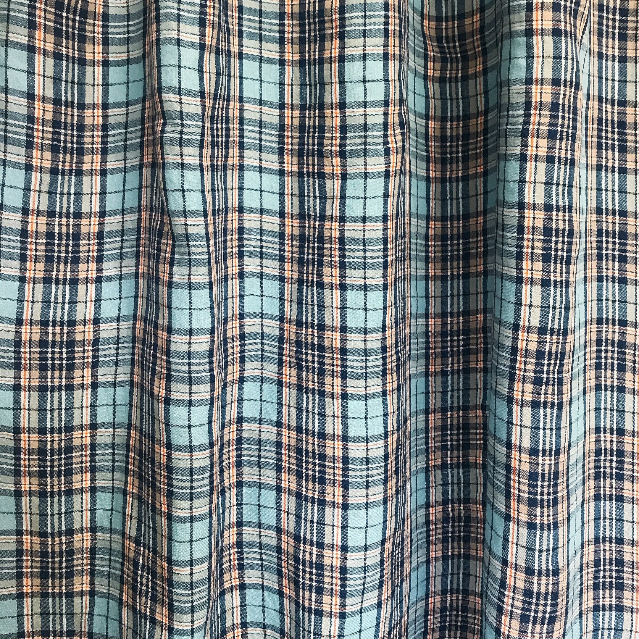 Navy and Blue Plaid Curtain