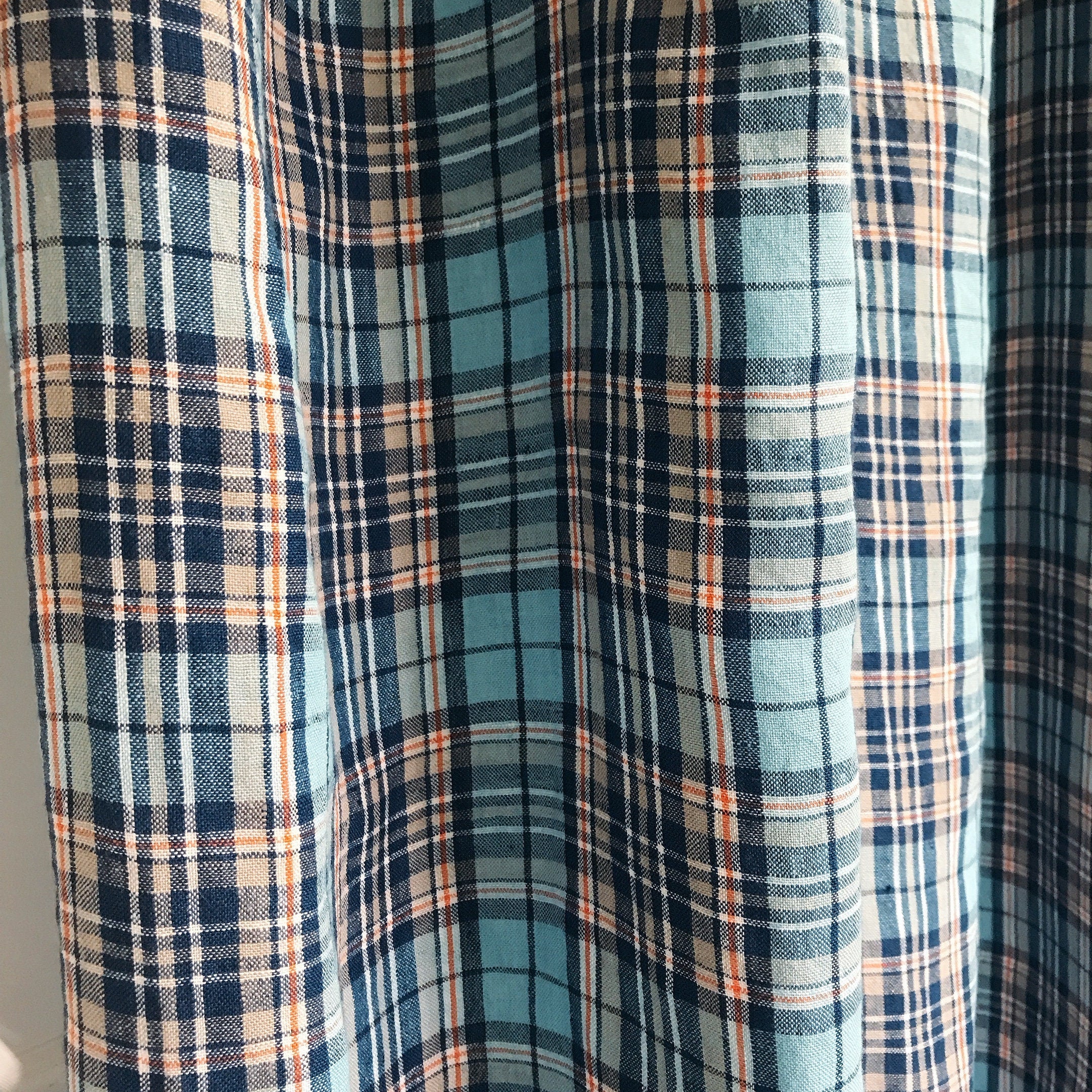 Navy and Blue Plaid Curtain