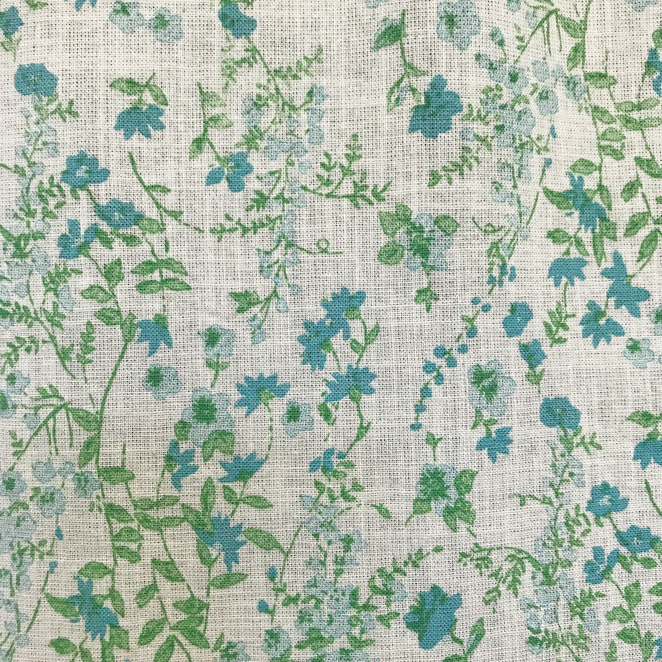 Turquoise Blue Floral Curtain on Natural Beige