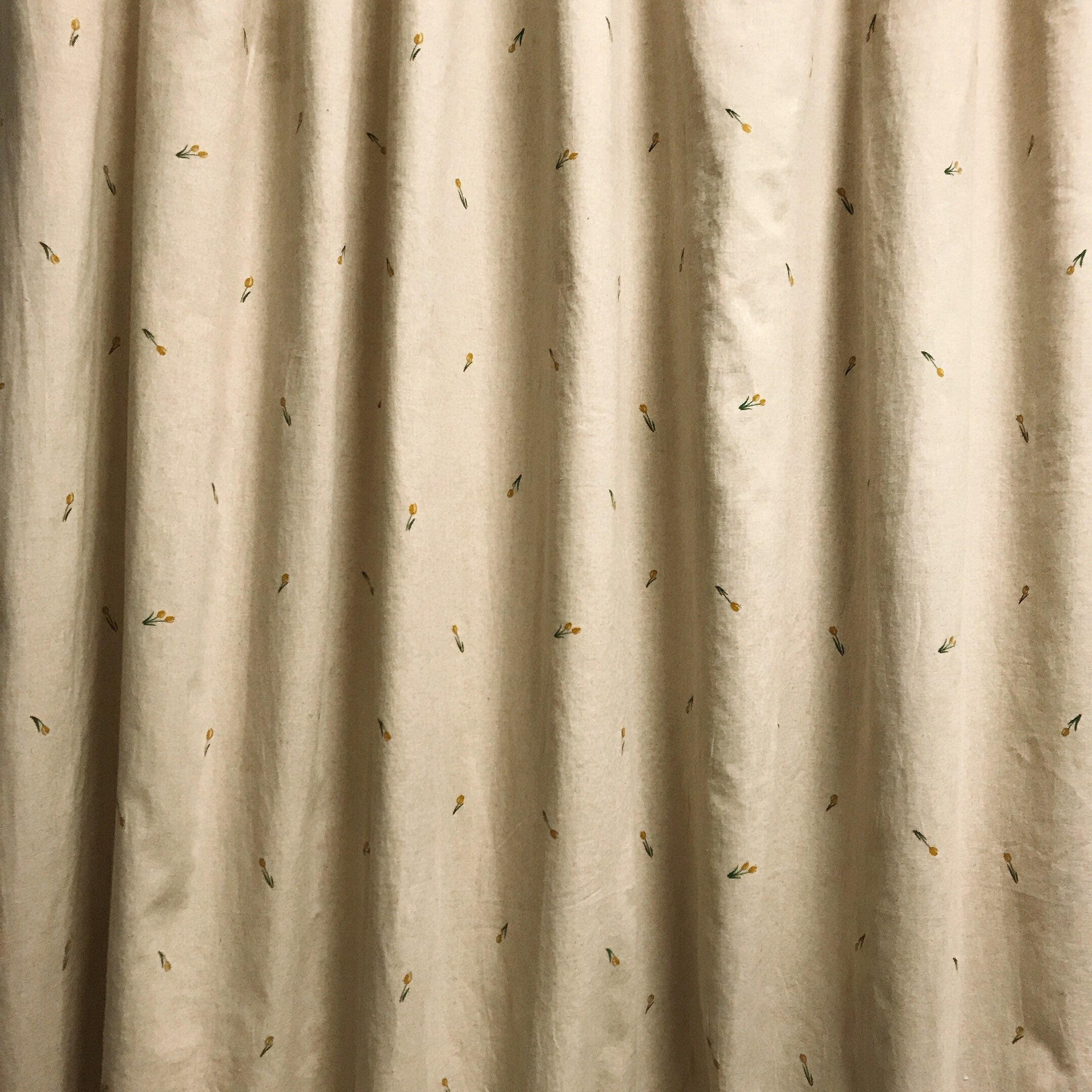 Mustard Mini Tulips Curtain on Natural Beige