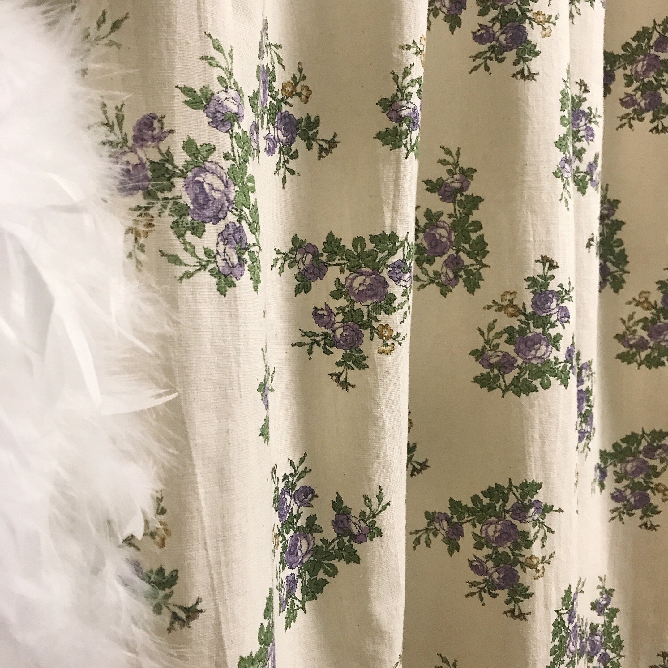 Purple Roses Curtain on Natural Beige
